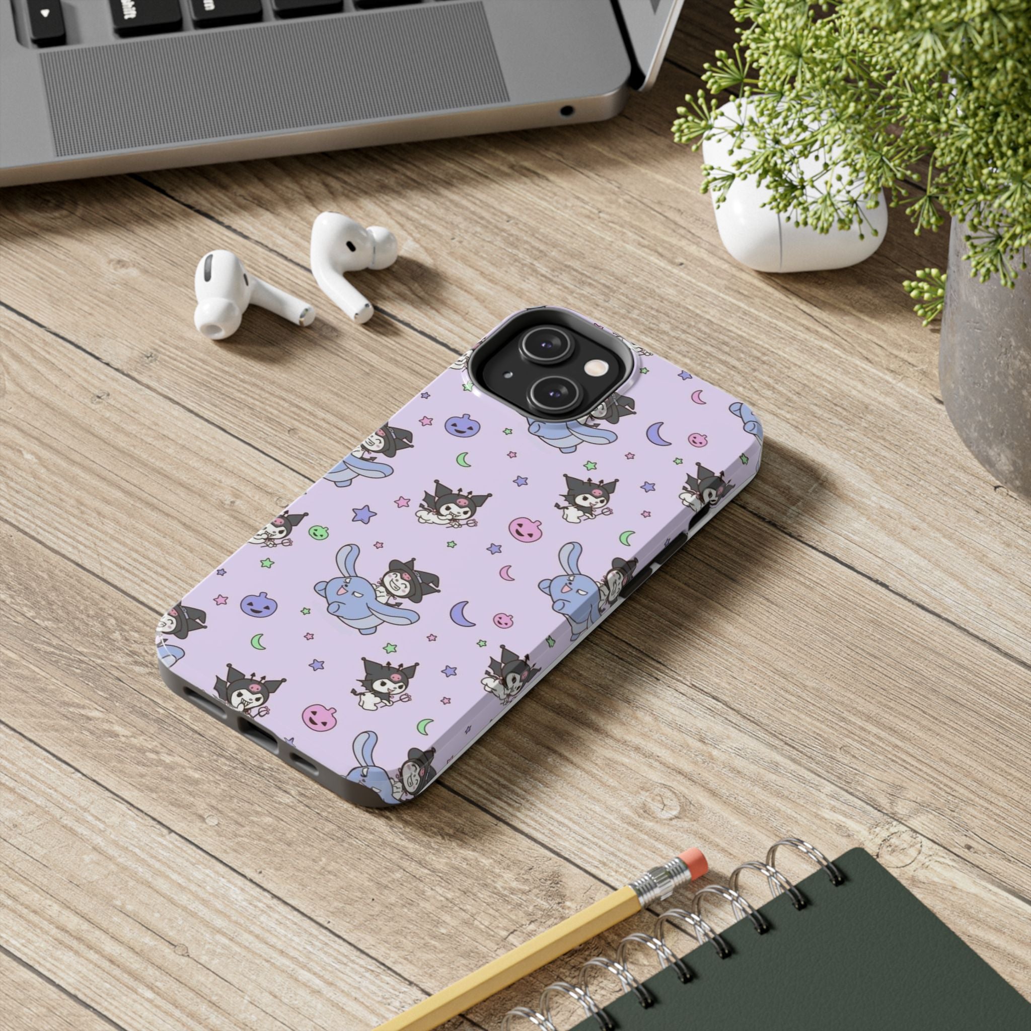 Kuromi Sanrio Kawaii Cat Witch Pattern phone case | Tough Phone Cases