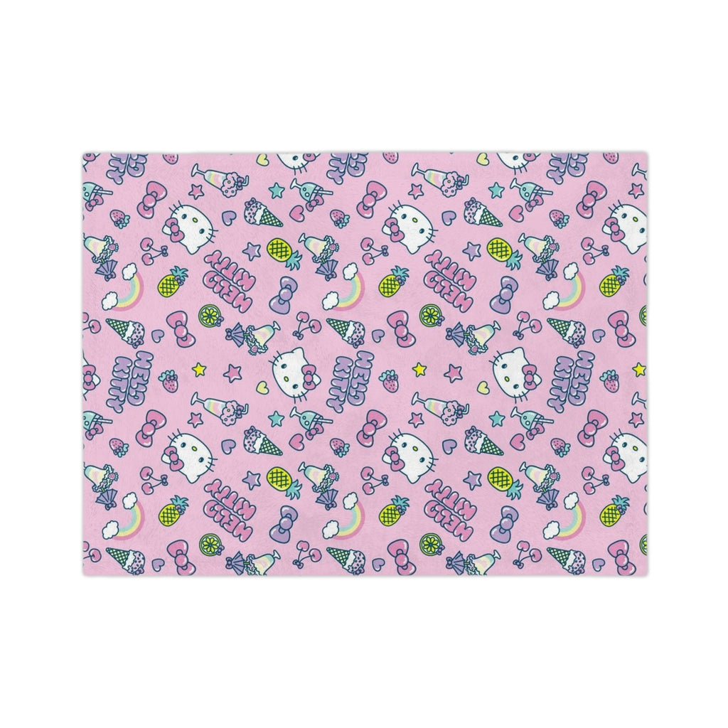 Hello Kitty Pattern Velveteen Blanket | Pink Kawaii Character Throw