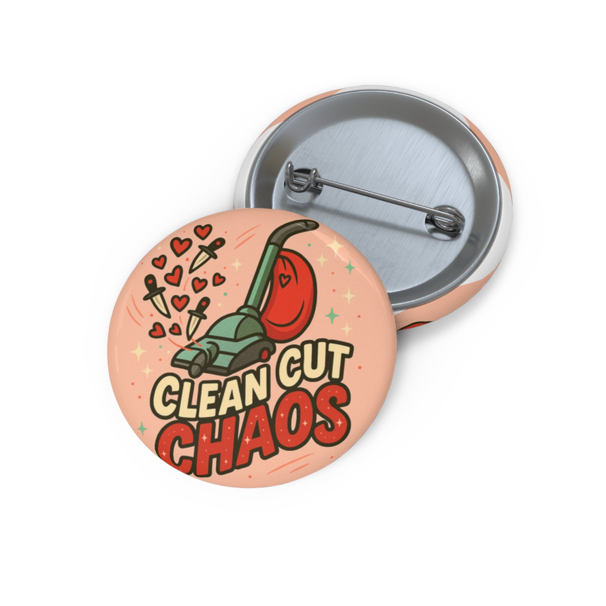 Hazbin Hotel Niffty Inspired Clean Cut Chaos pin button | round enamel-style lapel pin
