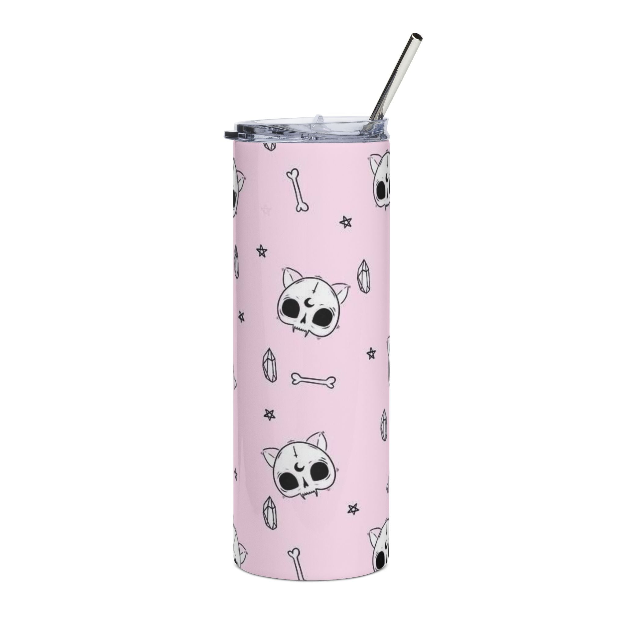 Cute Skull Cat Pattern Tumbler | 20oz Stainless Steel