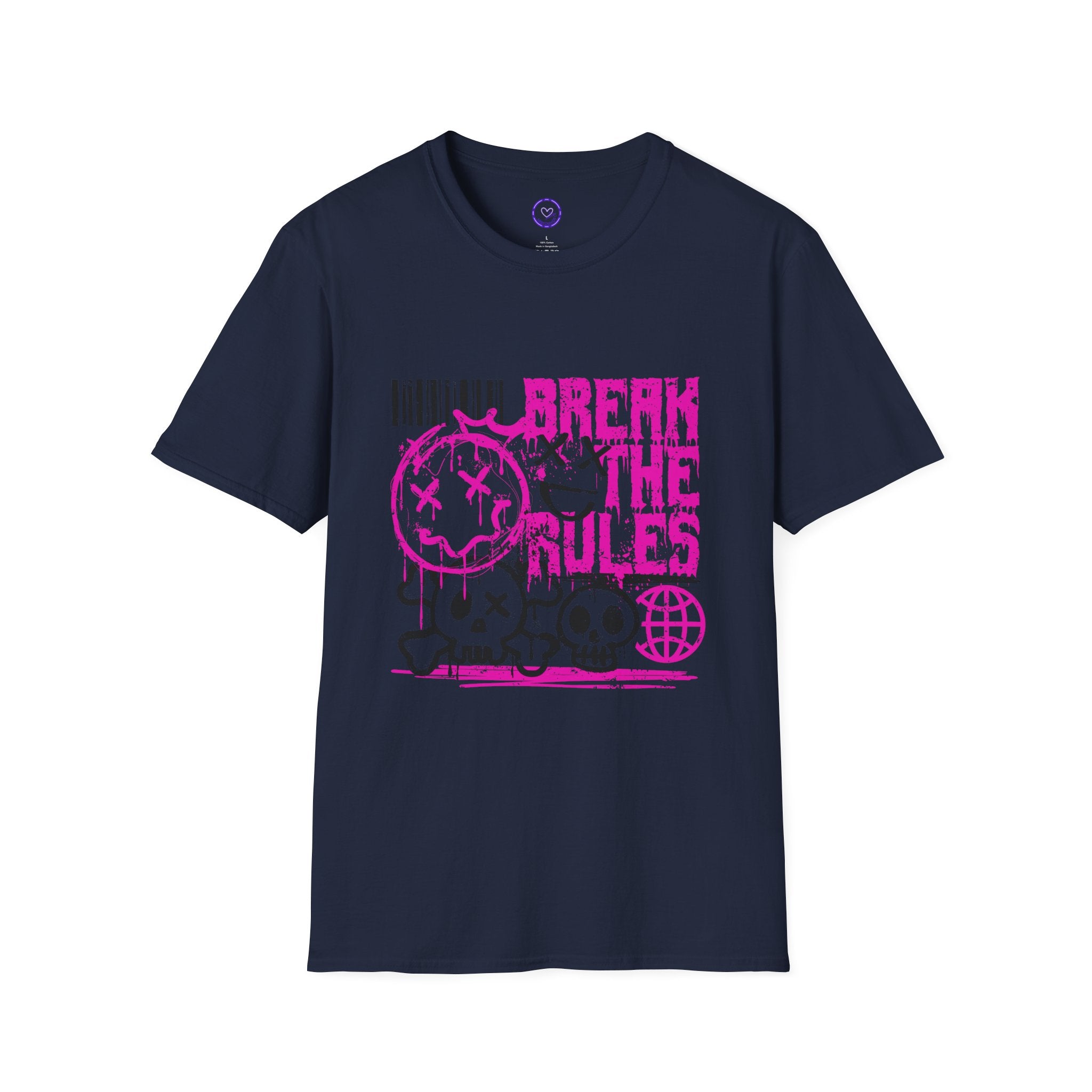 Break the Rules skull graphic T-Shirt | punk skulls, pink glitch art