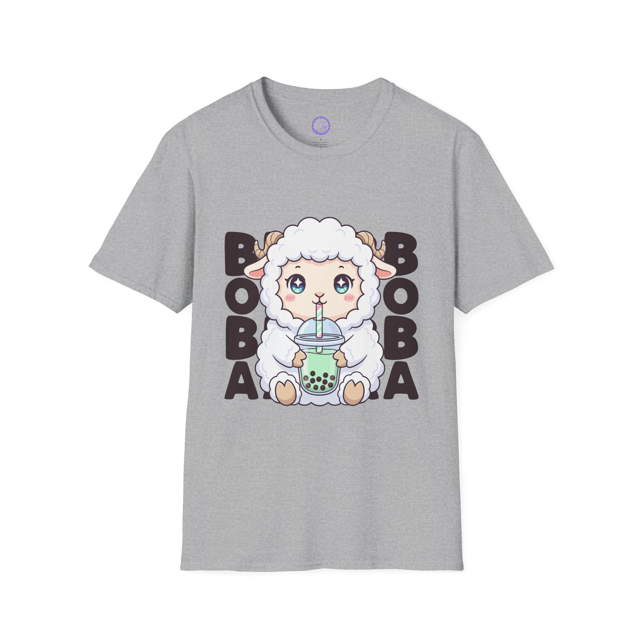 Cute Sheep with Boba T-Shirt | Kawaii Bubble Tea Lamb Design