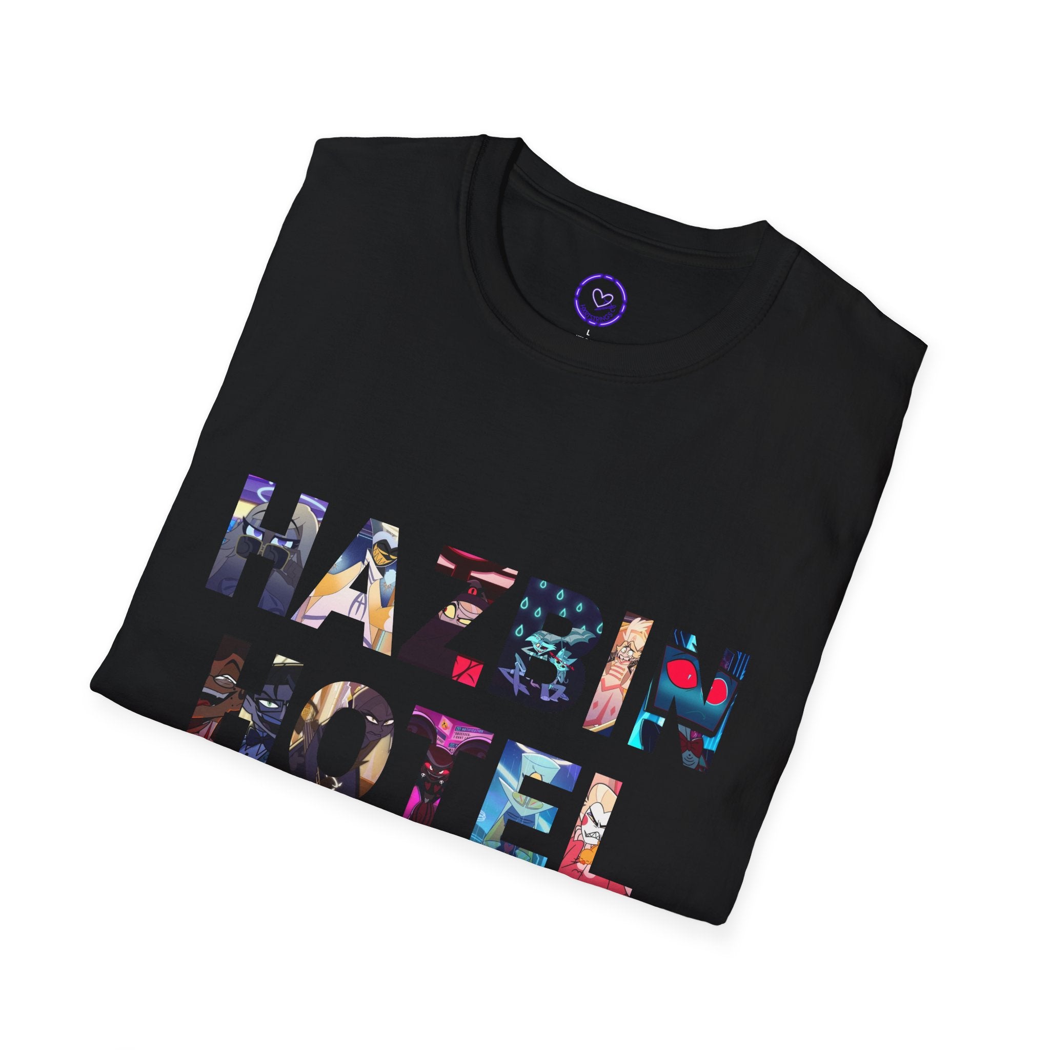 Hazbin Hotel modern text collage T-Shirt | Animated anime merch series typography tee