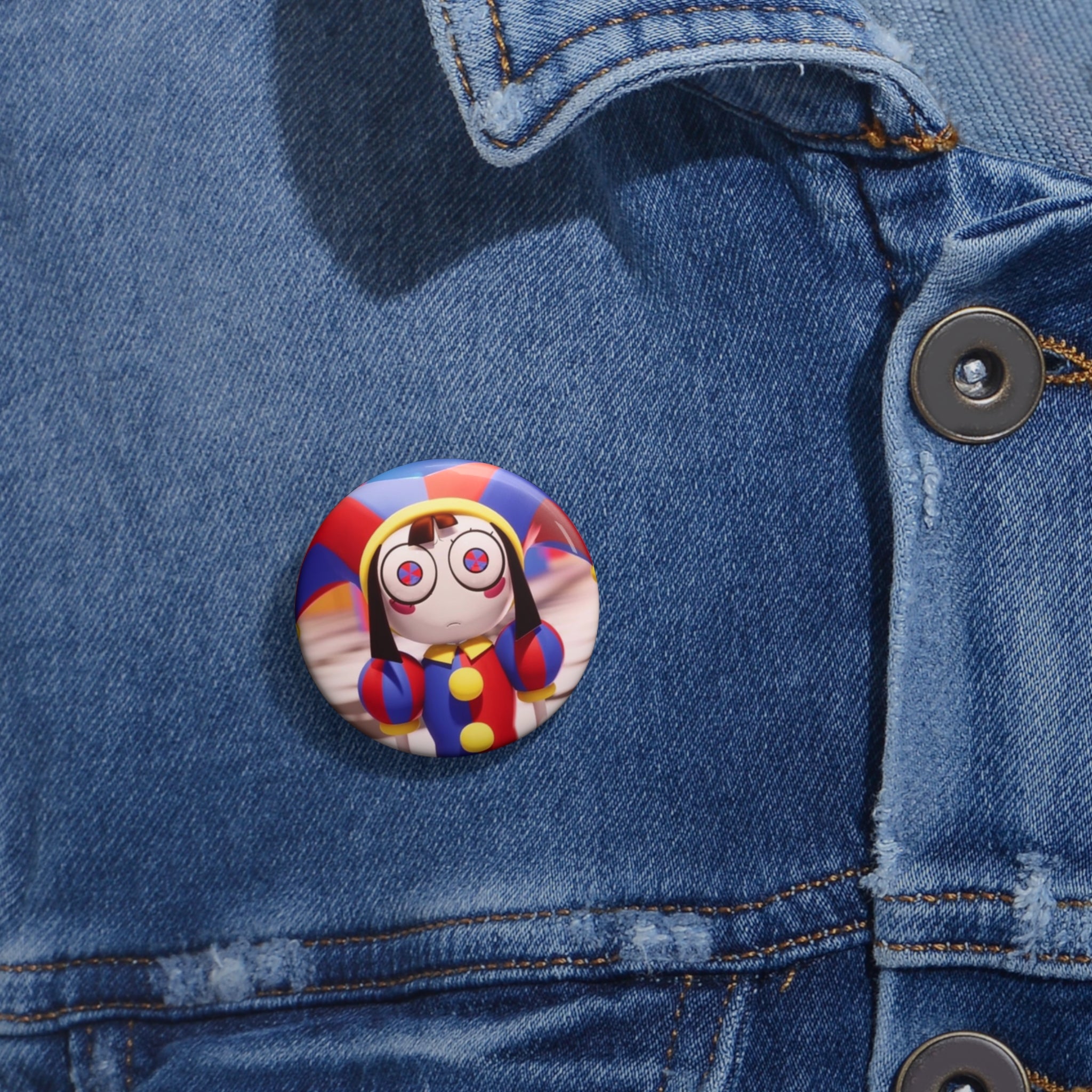 The Amazing Digital Circus Pomni TADC Kawaii Clown Doll Pin Button, 1.25in Round Decorative Pin