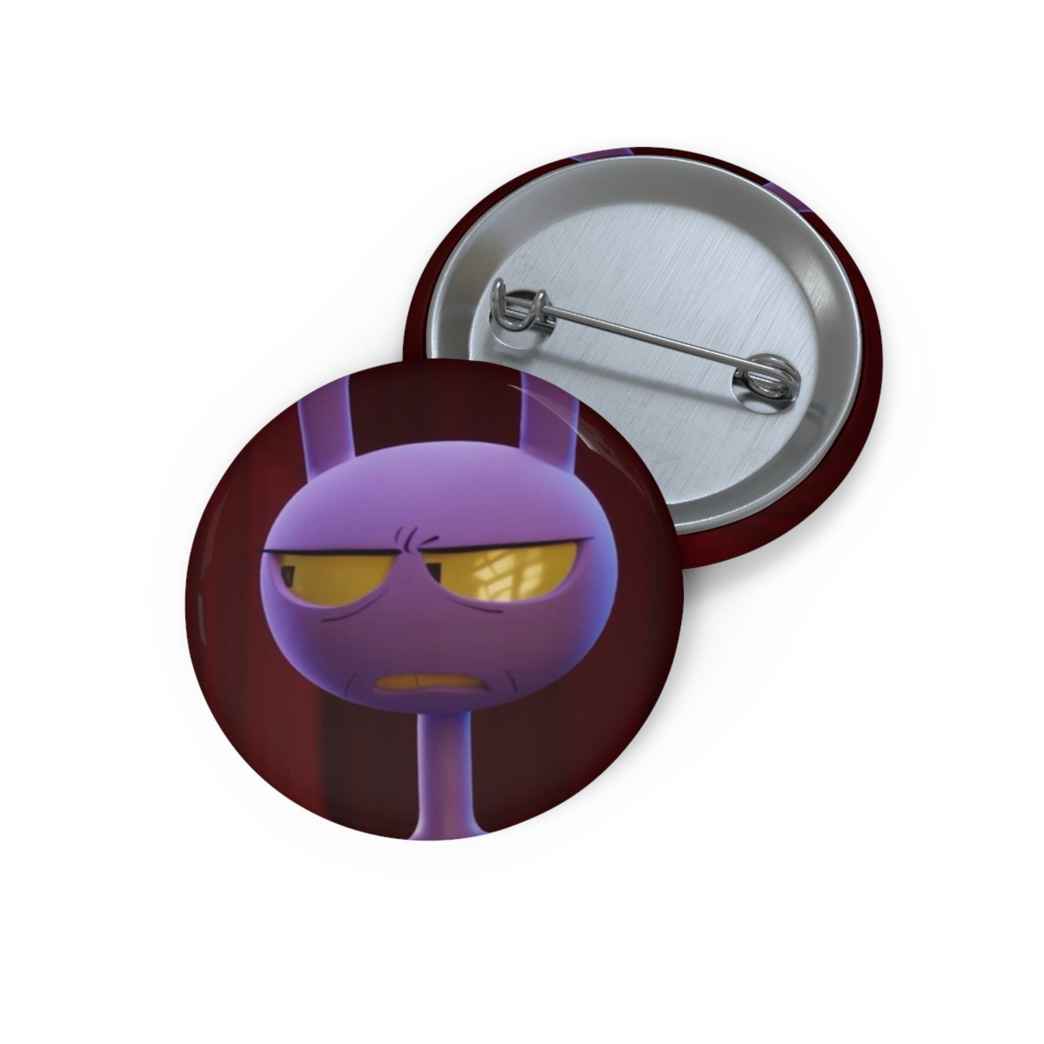 The Amazing Digital Circus Jax Mad Grumpy Purple Cat Pin Button | 1.25in Round Enamel Style