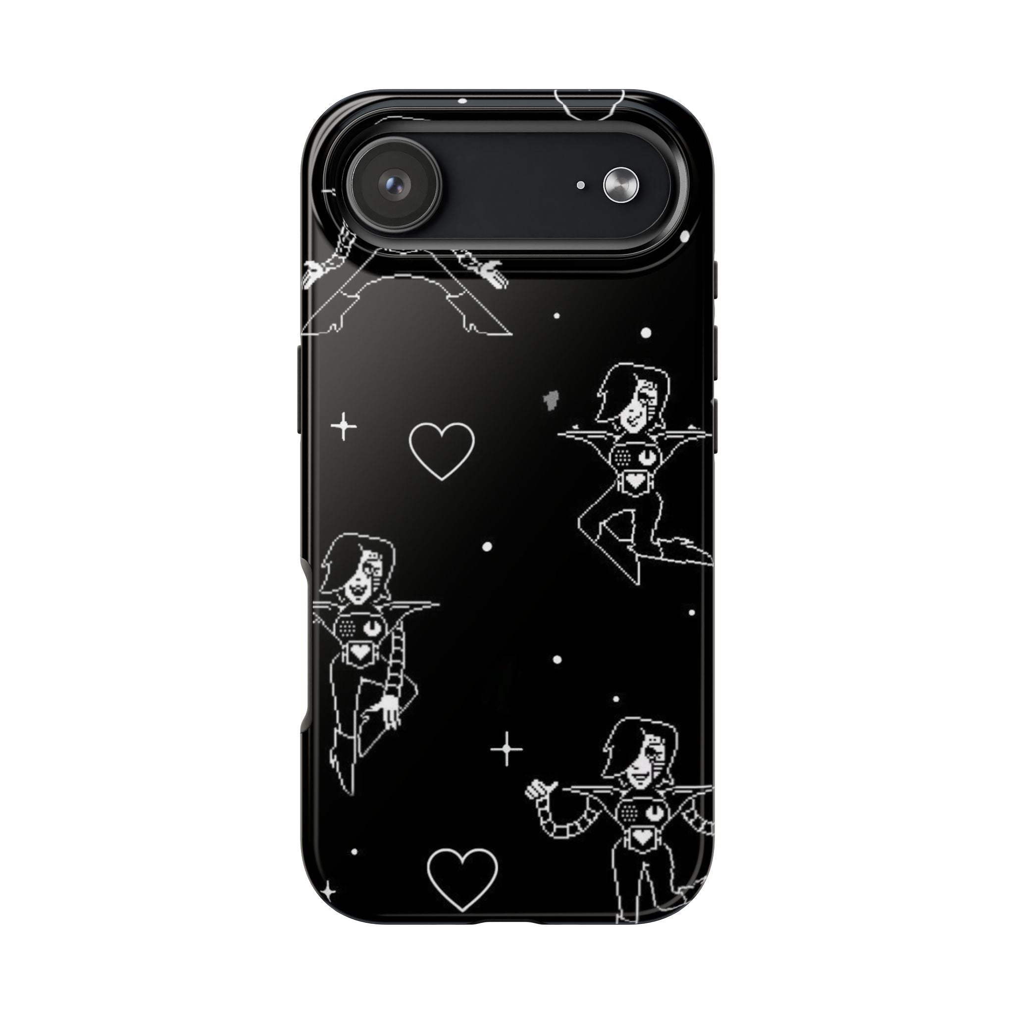 Undertale Metaton Goth Space Girl pattern Phone Case | black heart stars indie aesthetic