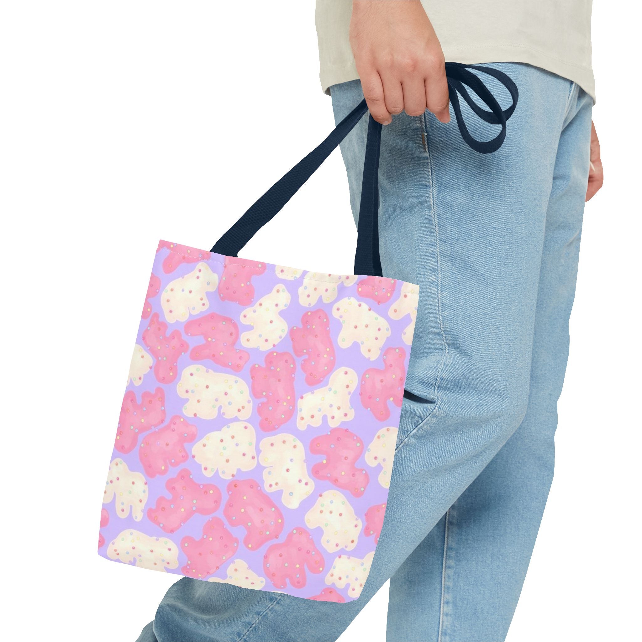 Pastel Animal Crackers Kawaii Bear Pattern Tote Bag | Candy Cute All-Over Print