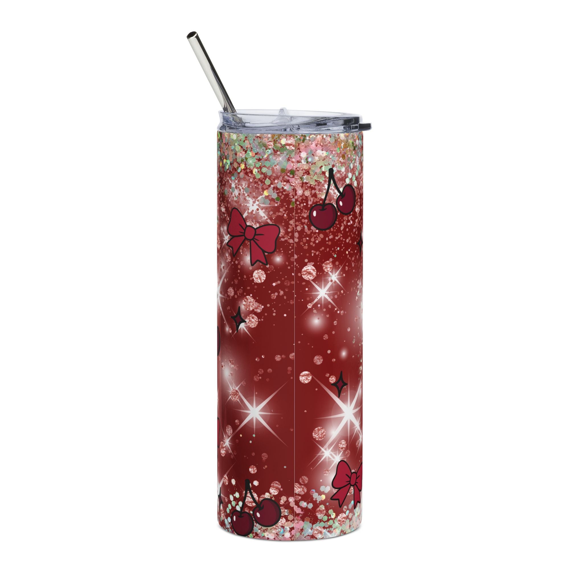 Dr Pepper Girly Tumbler | 20oz Stainless Steel Sparkle Cherry Design