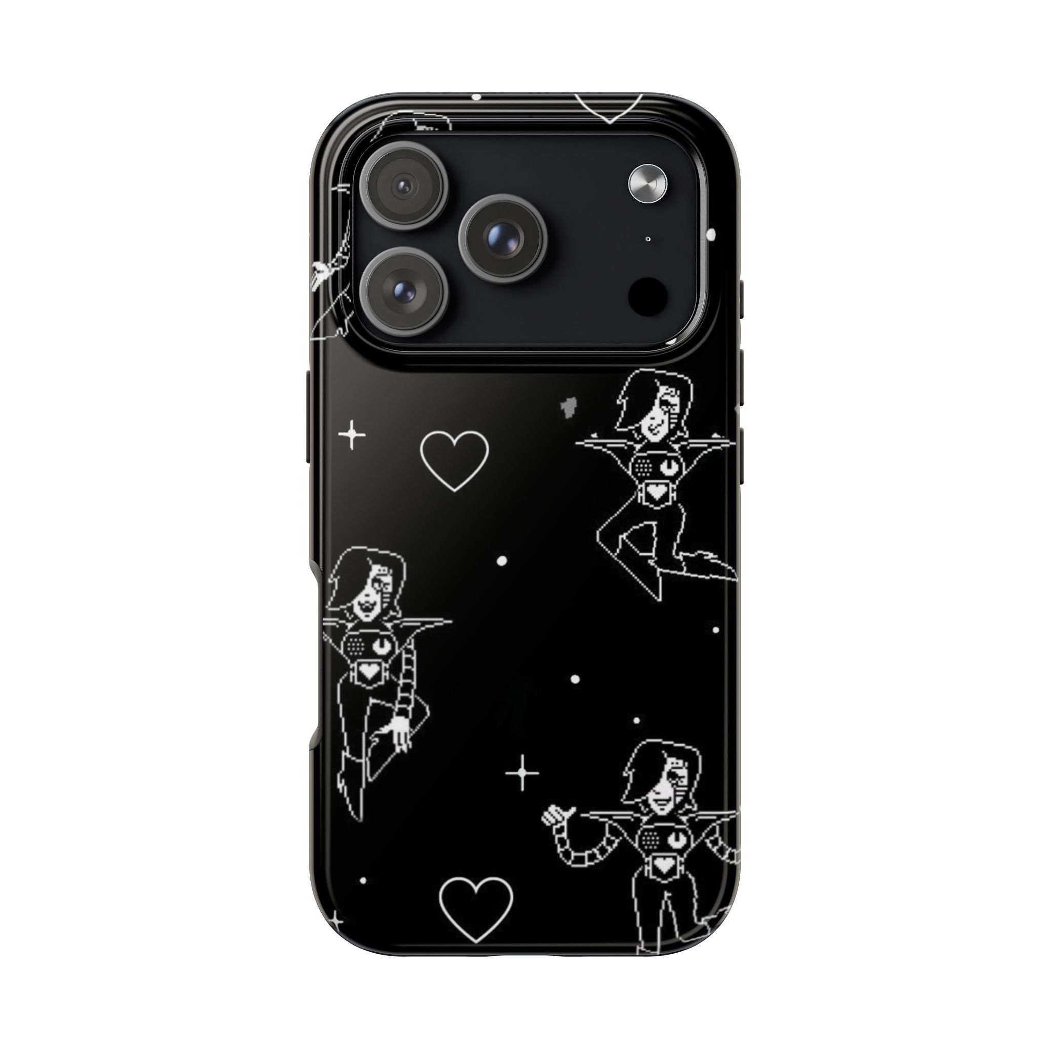 Undertale Metaton Goth Space Girl pattern Phone Case | black heart stars indie aesthetic
