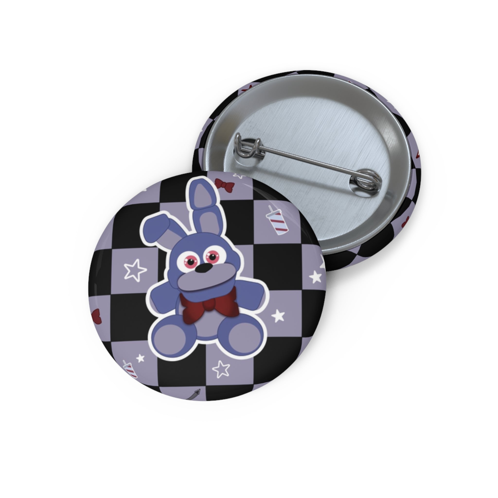 FNAF 5NAF Five Nights at Freddys Bonnie Purple Bunny Checkerboard Pin Button | Cute Cartoon Rabbit Badge