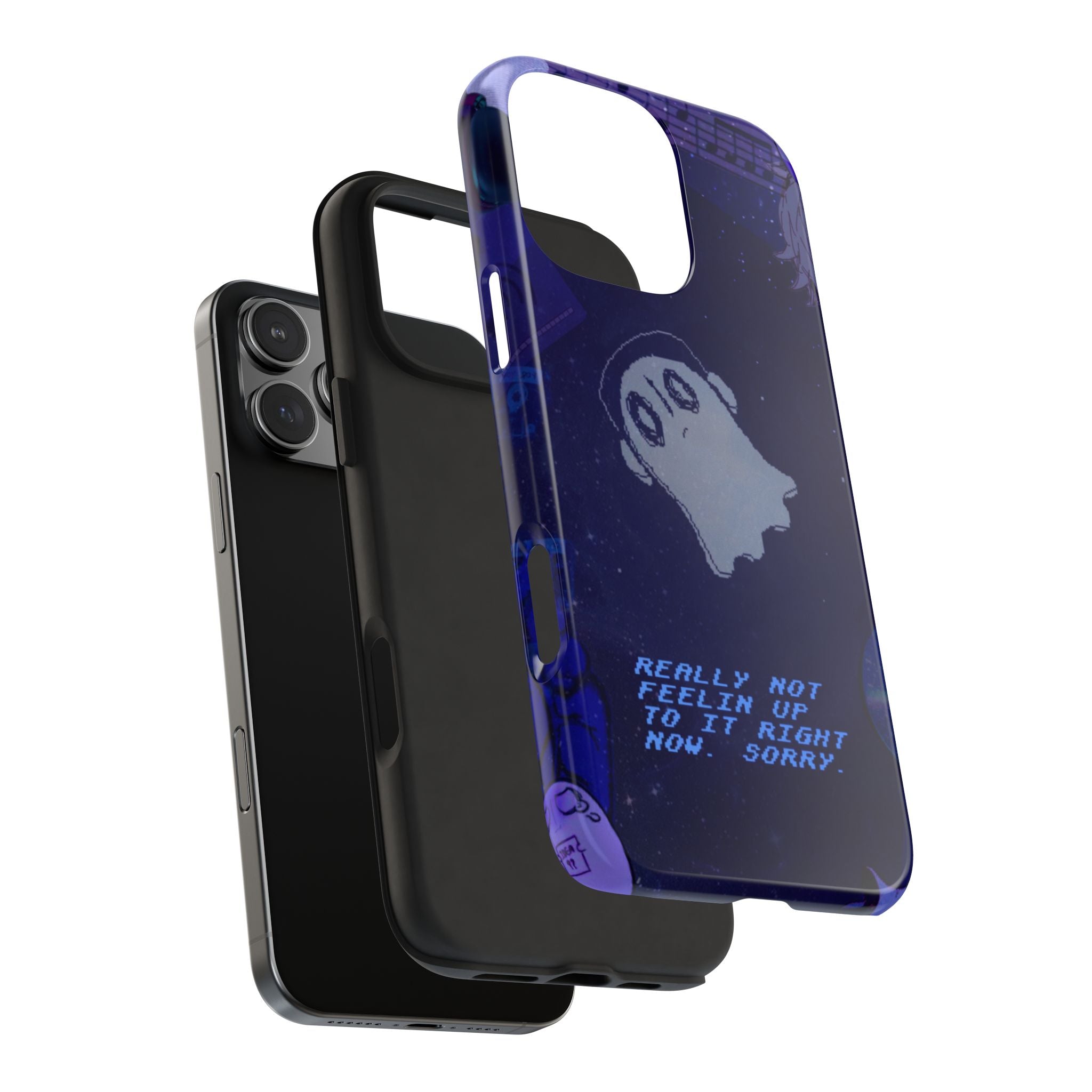Undertale Napstablook Sad Ghost Phone Case | Blue Aesthetic, Vaporwave Quote, "Really Not Feelin' Up To It Right Now"