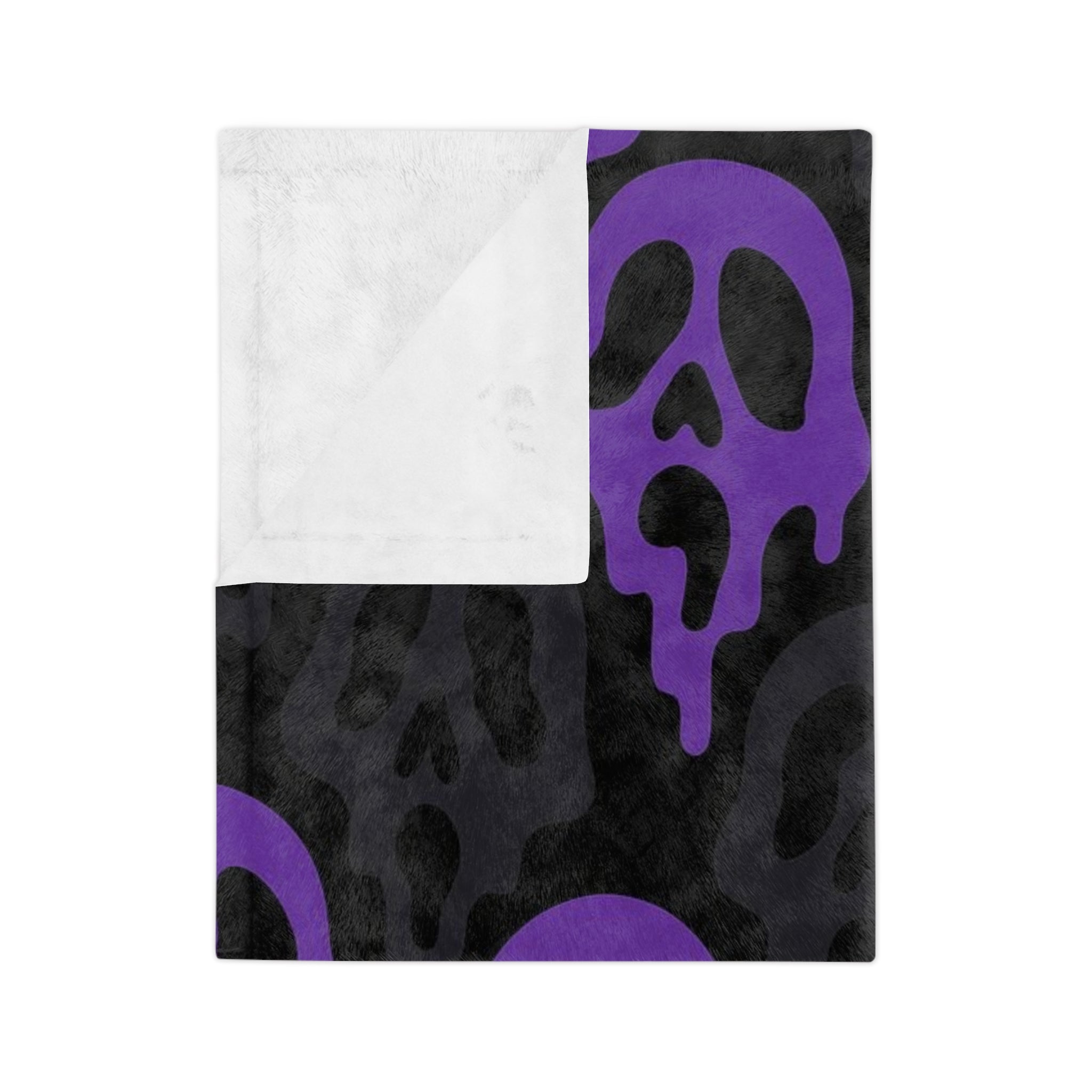 Dripping Skull Pattern Velveteen Blanket | Purple Gothic Microfiber