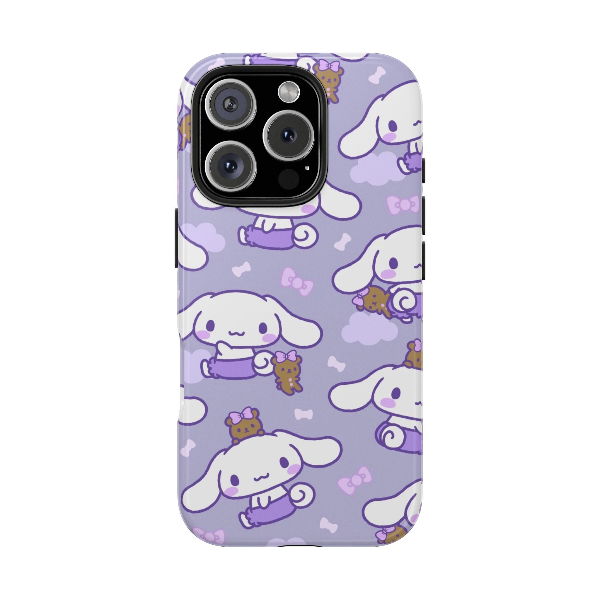 Kawaii Cinnamoroll Pattern Phone Case | Purple Cute Cartoon Puppy