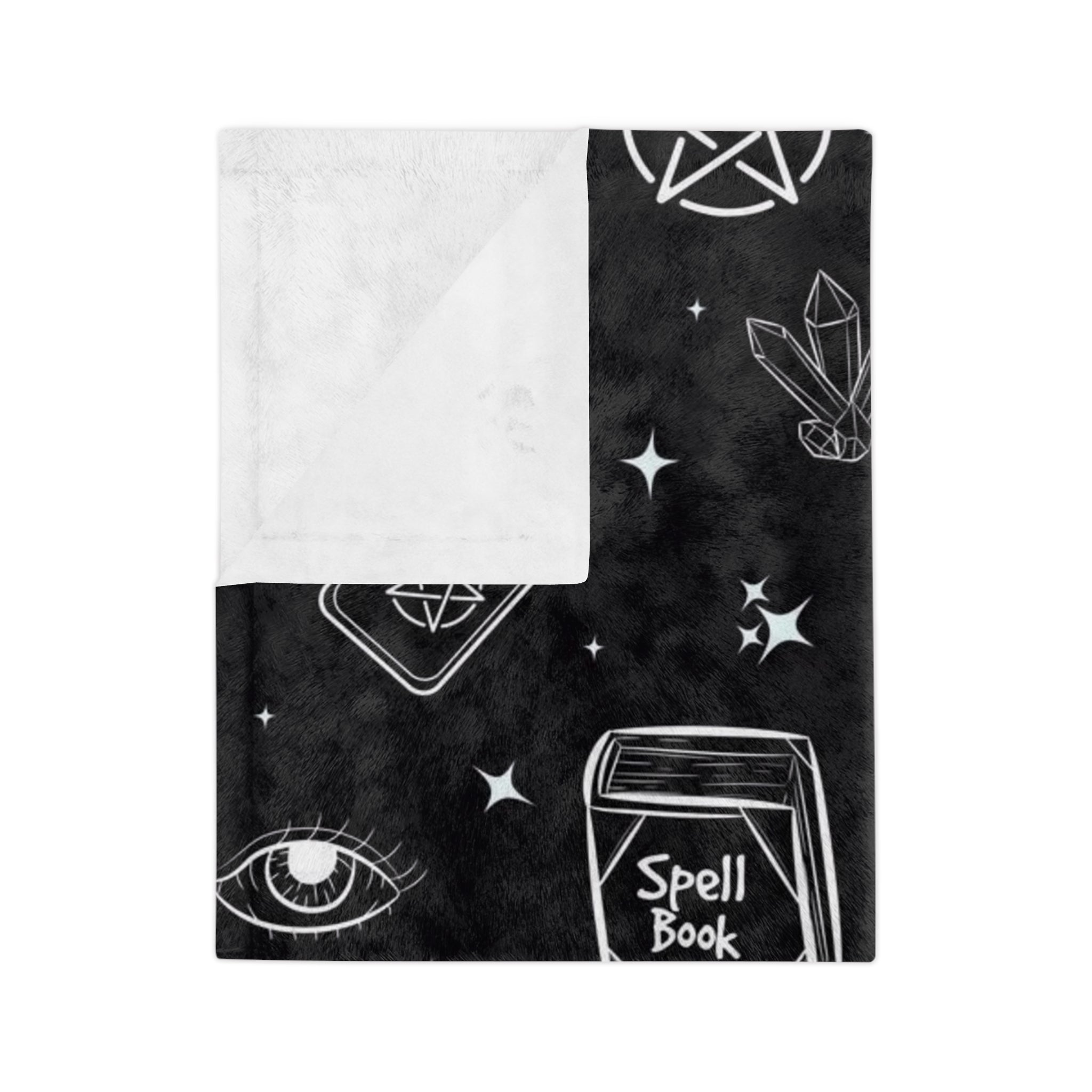 Witchy Spellbook Tarot Crystal Pattern Blanket | Velveteen Microfiber Blanket