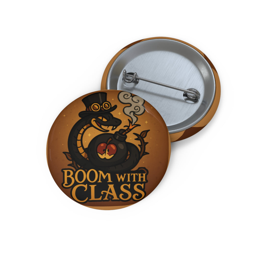 Hazbin Hotel Sir Pentious Inspired Boom With Class Pin | Steampunk Snake Jack-o'-Lantern Button