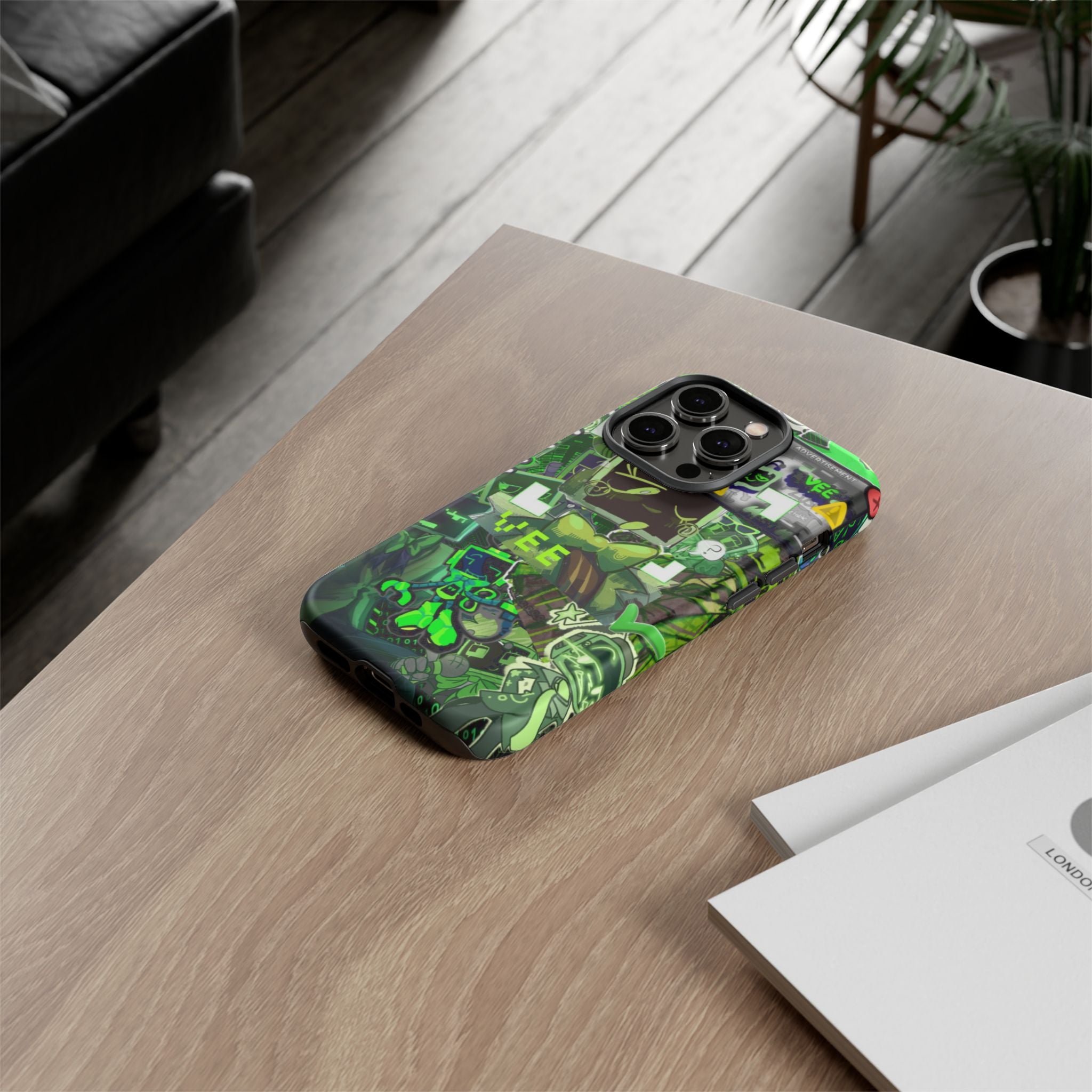 Dandys World Vee Green Glitch Cartoon Collage Phone Case | Tough Cases