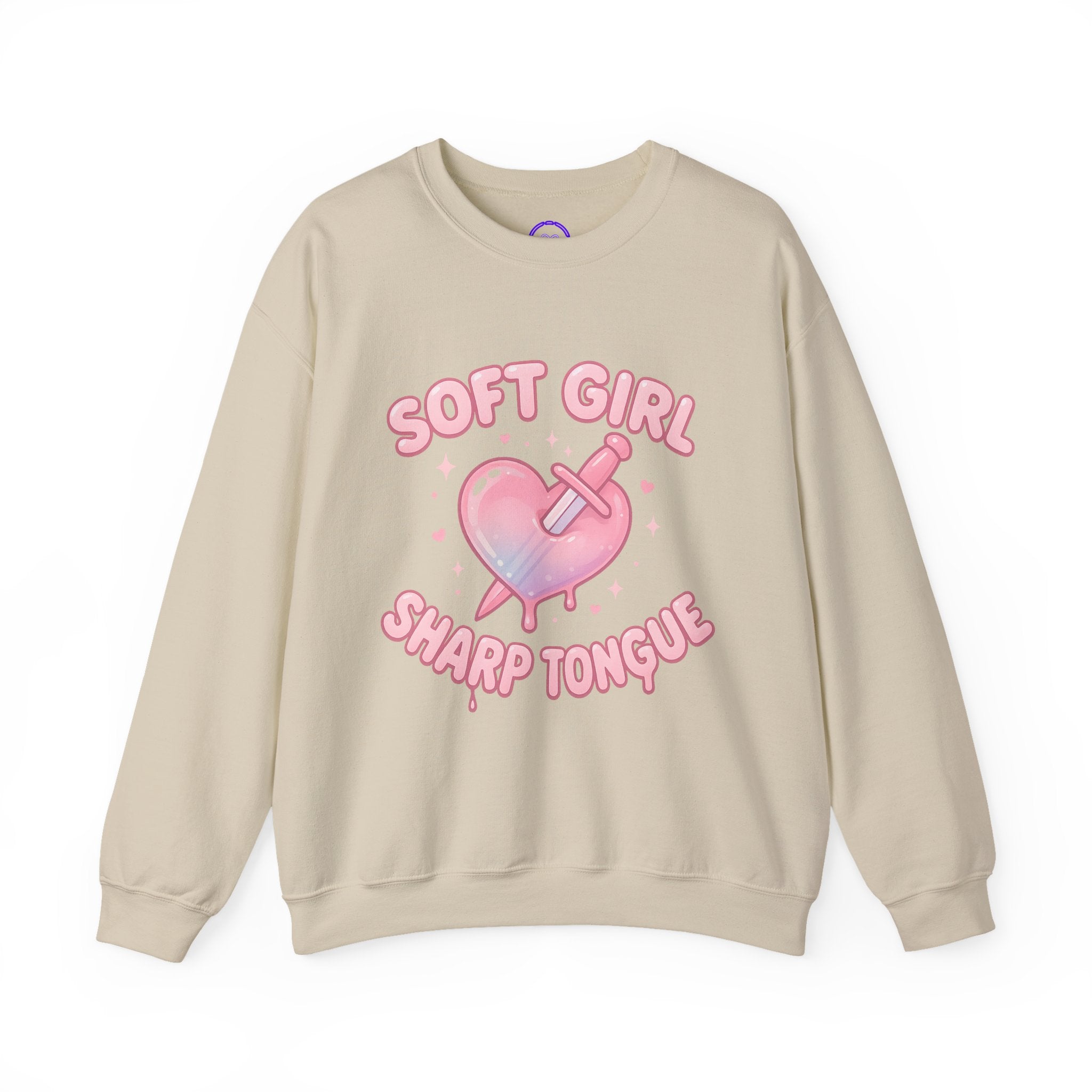 Kawaii Alt Aesthetic Soft Girl Sharp Tongue sweatshirt | Heart Dagger Graphic Crewneck