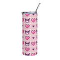 Kuromi Pink Sanrio Pixel Cat Hearts Stainless Steel Tumbler, 20oz