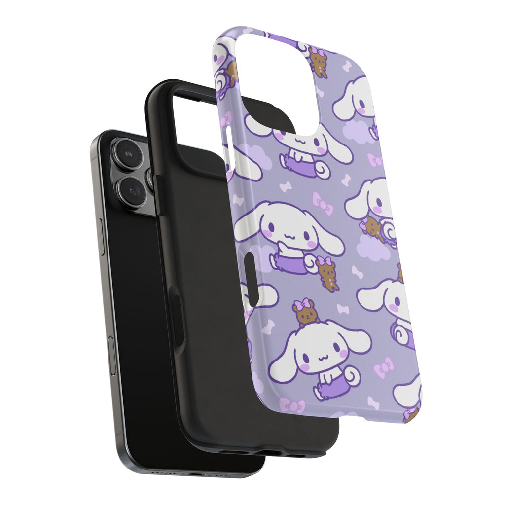 Kawaii Cinnamoroll Pattern Phone Case | Purple Cute Cartoon Puppy