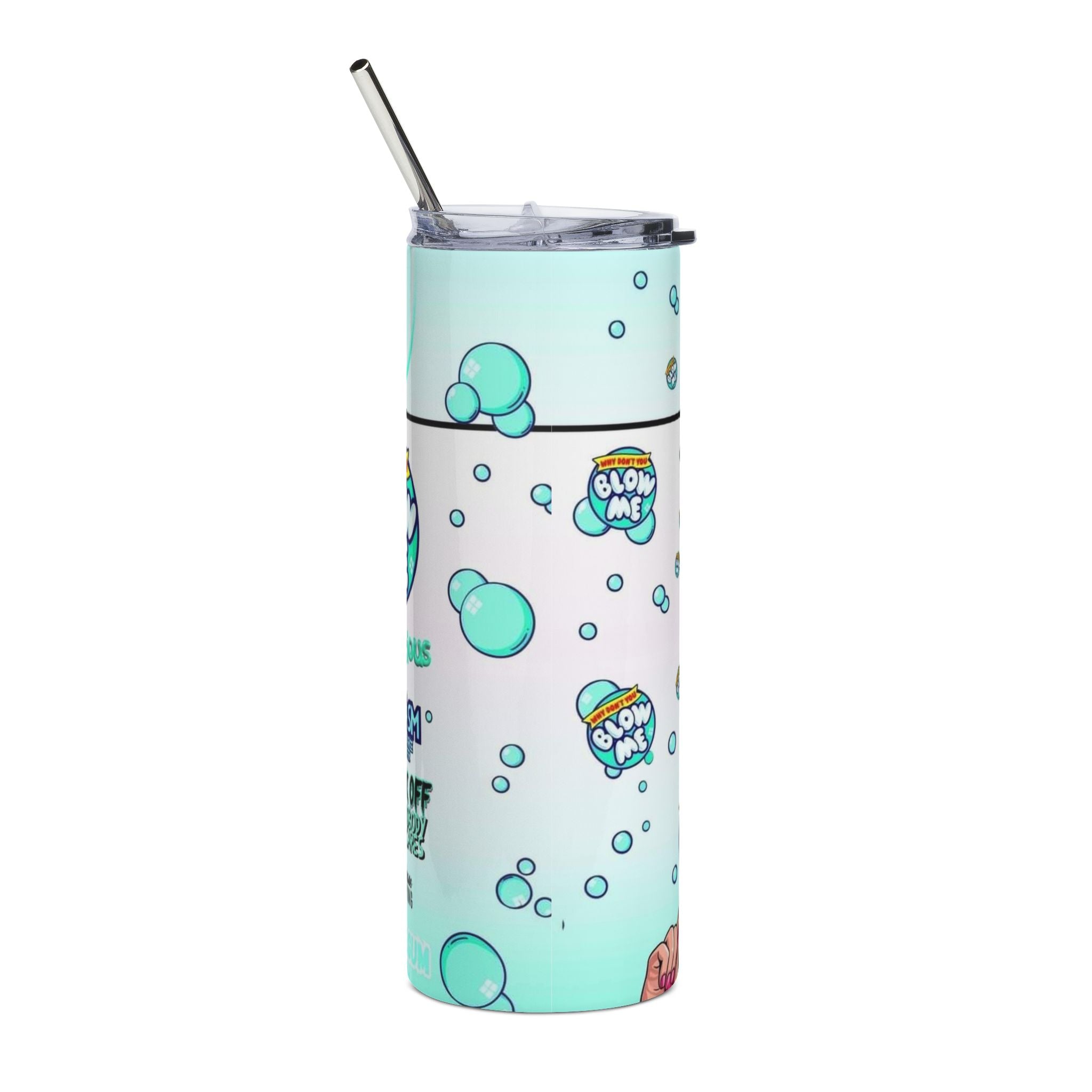 Aqua Bubble Pop Cartoon Logo Tumbler | 20oz Stainless Steel