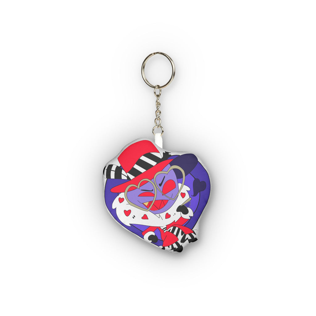 Hazbin Hotel Valentino Heart Clown Illustration Custom Shape Mini Plush Keychain | Heart Plush Keychain