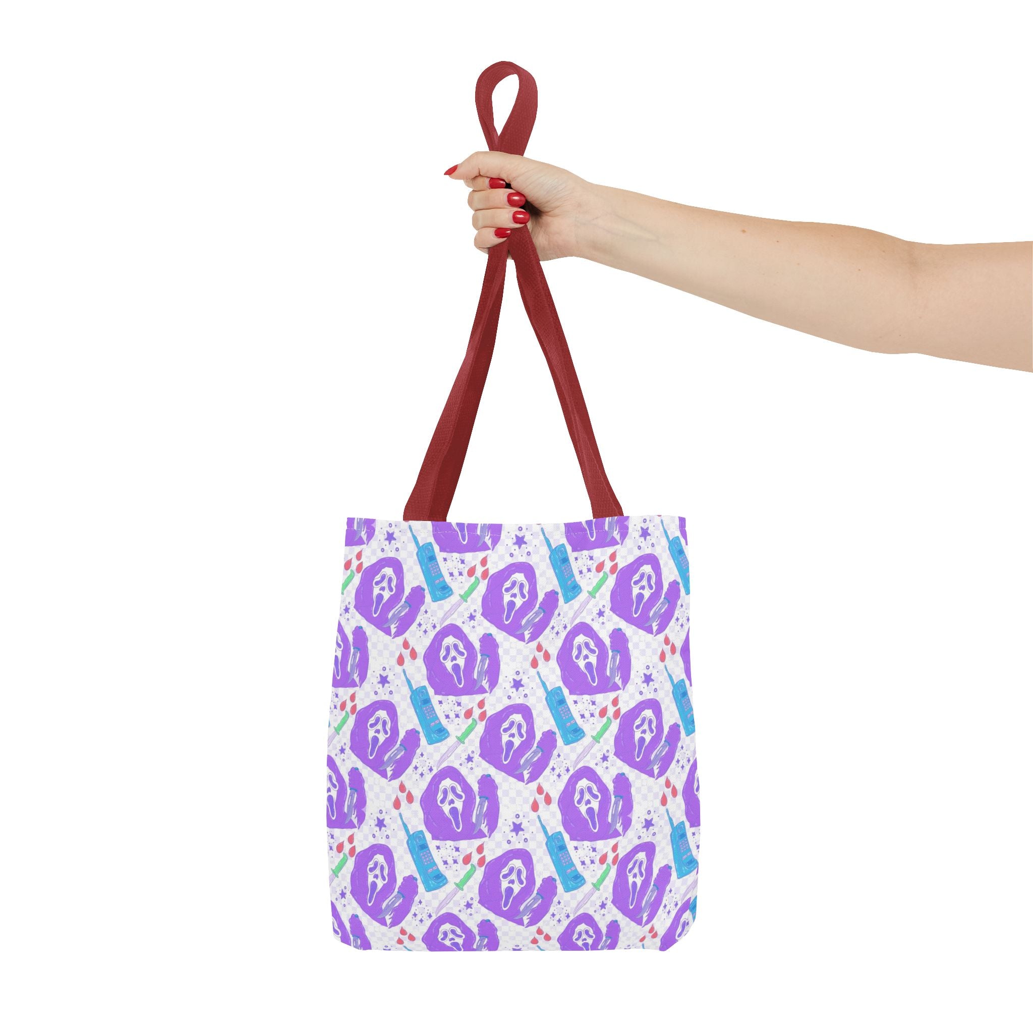 Purple Ghostface Pattern Tote Bag | Pastel Goth AOP