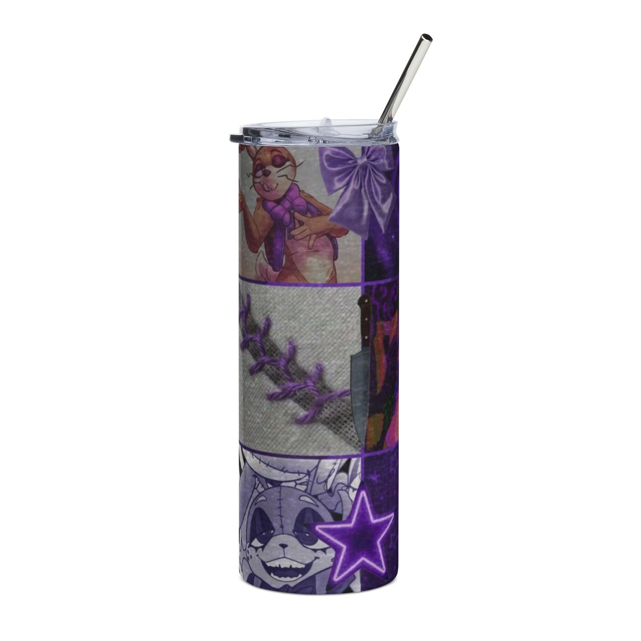FNAF 5NAF Five Nights at Freddys Purple Retro Cartoon Animal Collage Tumbler | 20oz Stainless Steel