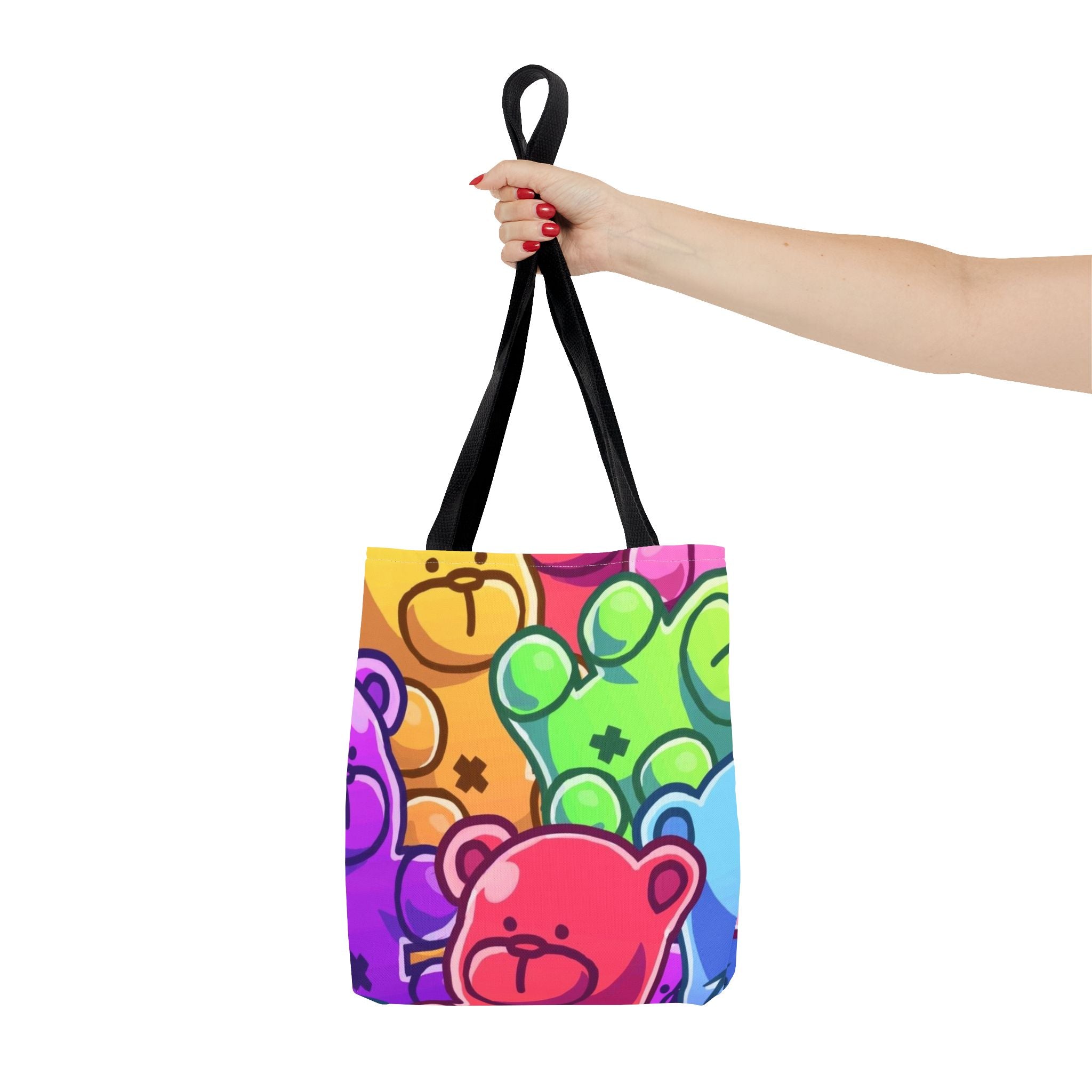 Rainbow Gummy Bears Tote Bag | Colorful Candy Pop All-Over Print