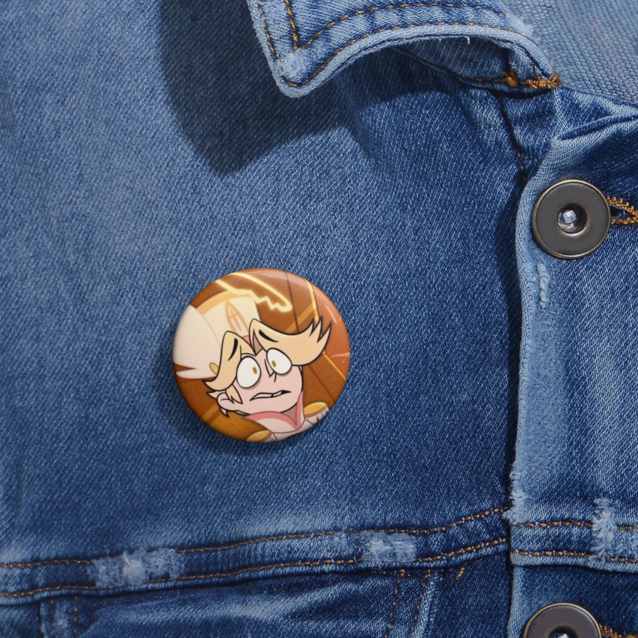 Abel Hazbin Hotel Shocked Cartoon Prince Pin Button | 1.25in Round Enamel Style