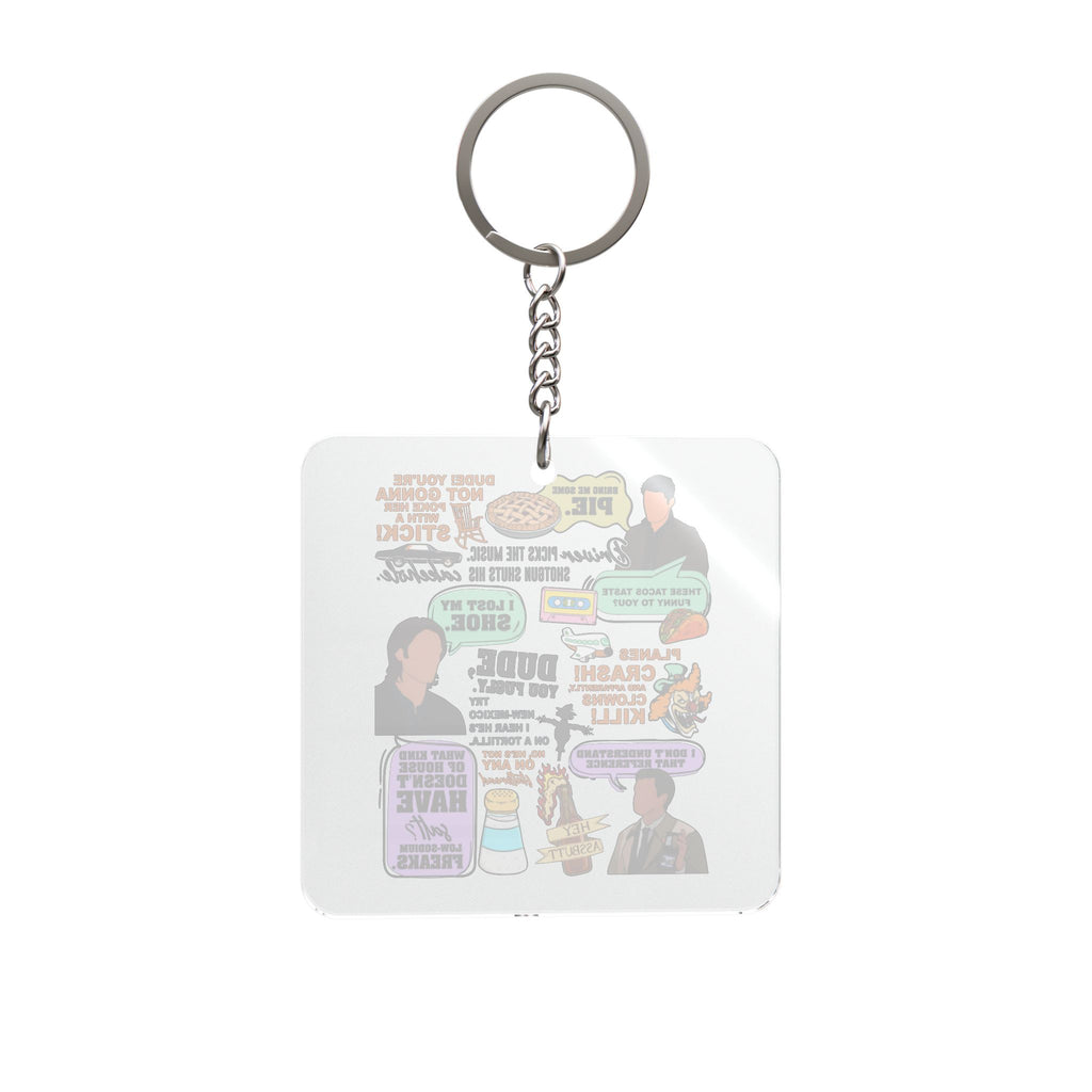 Supernatural TV Show Quote Collage Square Keychain | Quote Sticker Art Keyring