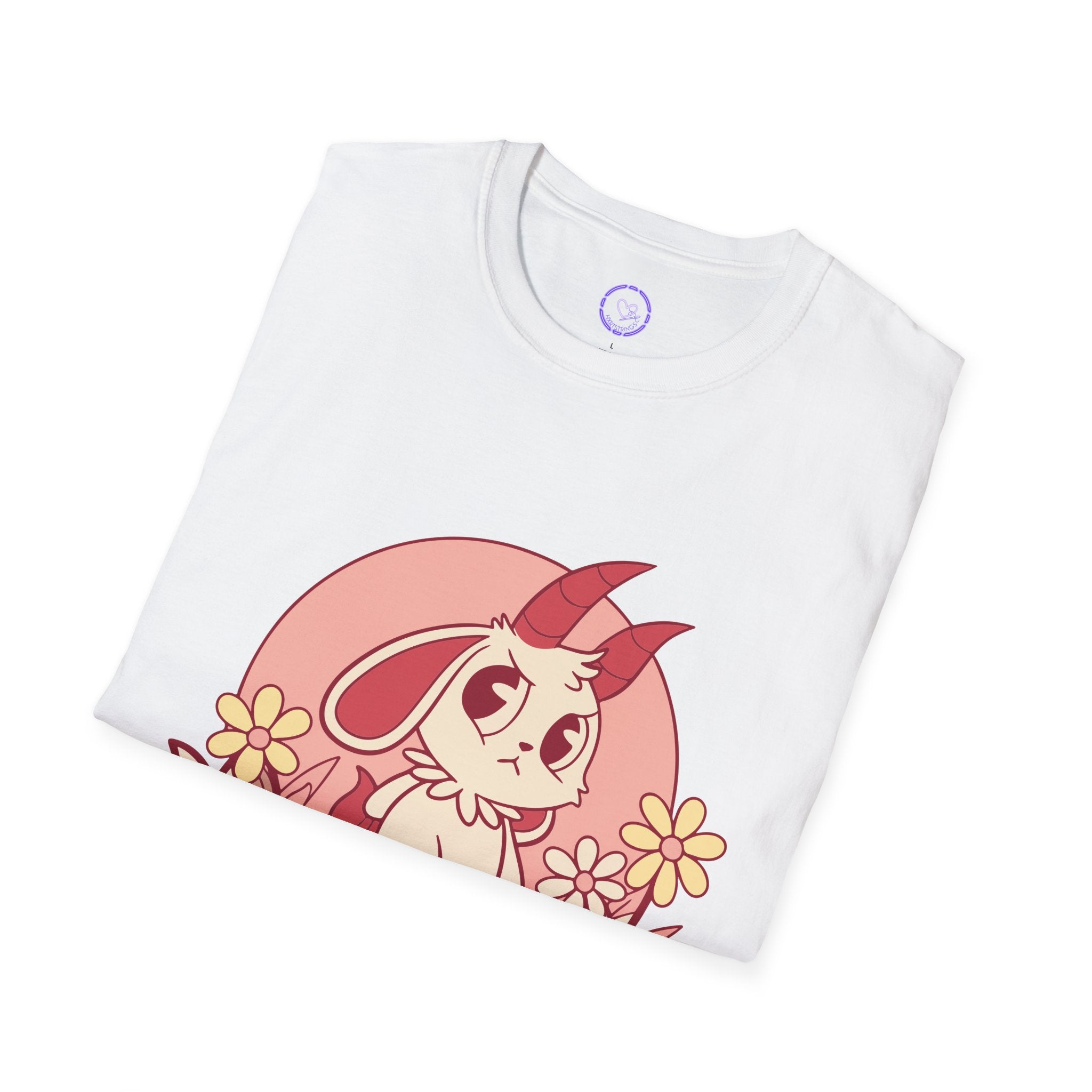 Sassy Horned Bunny Illustration T-Shirt | "F*** It Up Buttercup" Floral Banner