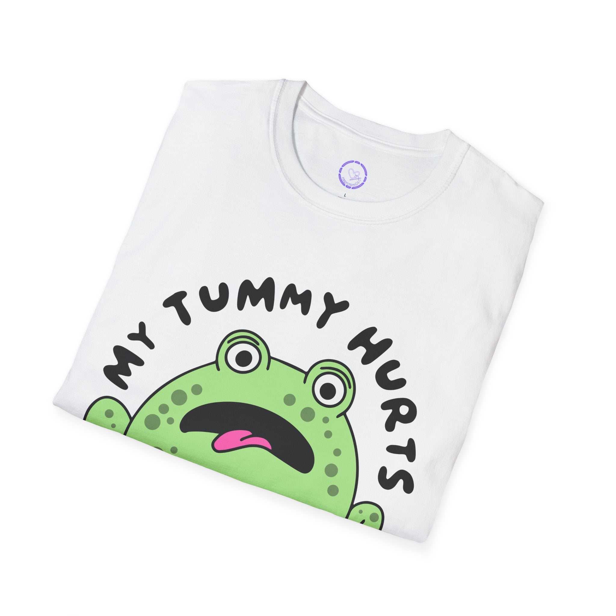 Tummy Issues Sick Frog Illustration T-Shirt | "My Tummy Hurts" Cartoon Frog Tee