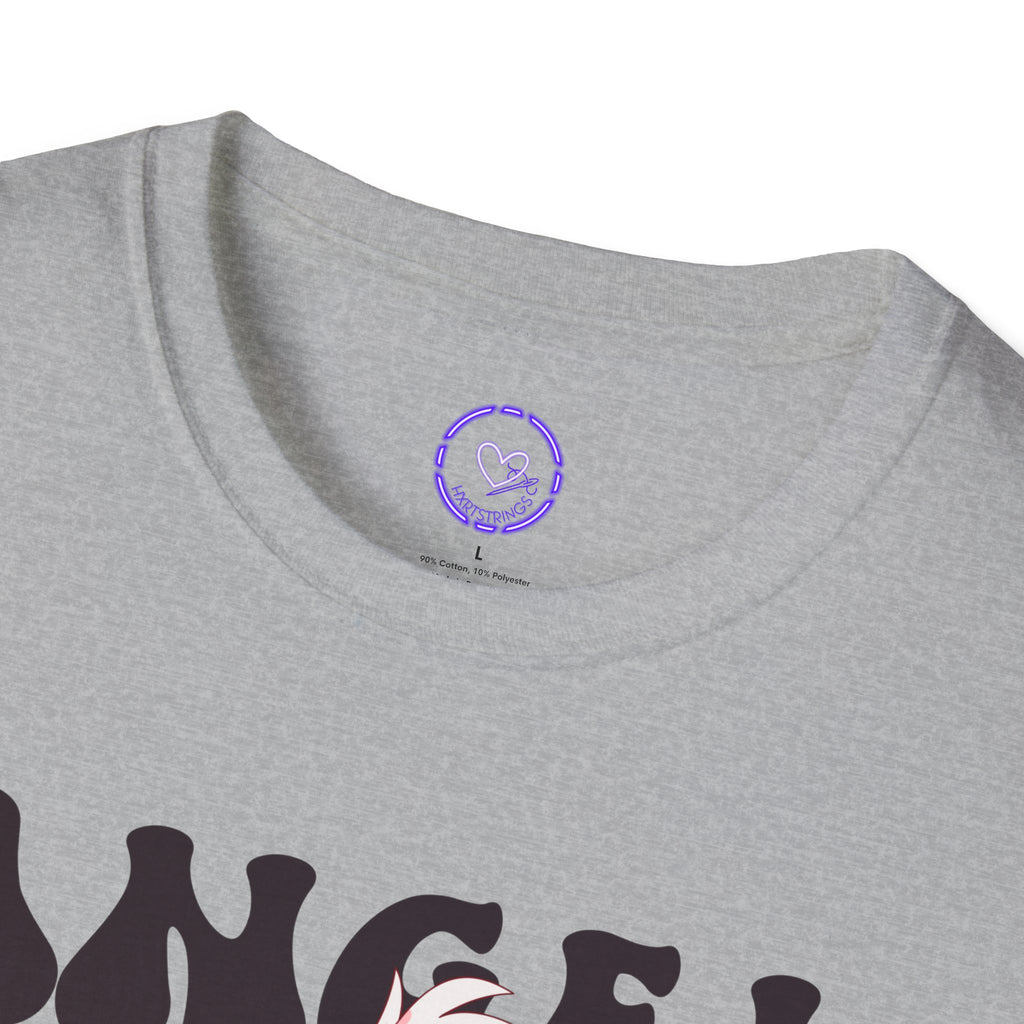 Angel Dust Hazbin Hotel Retro Text T-Shirt | Layered Typography, Fashion Silhouette