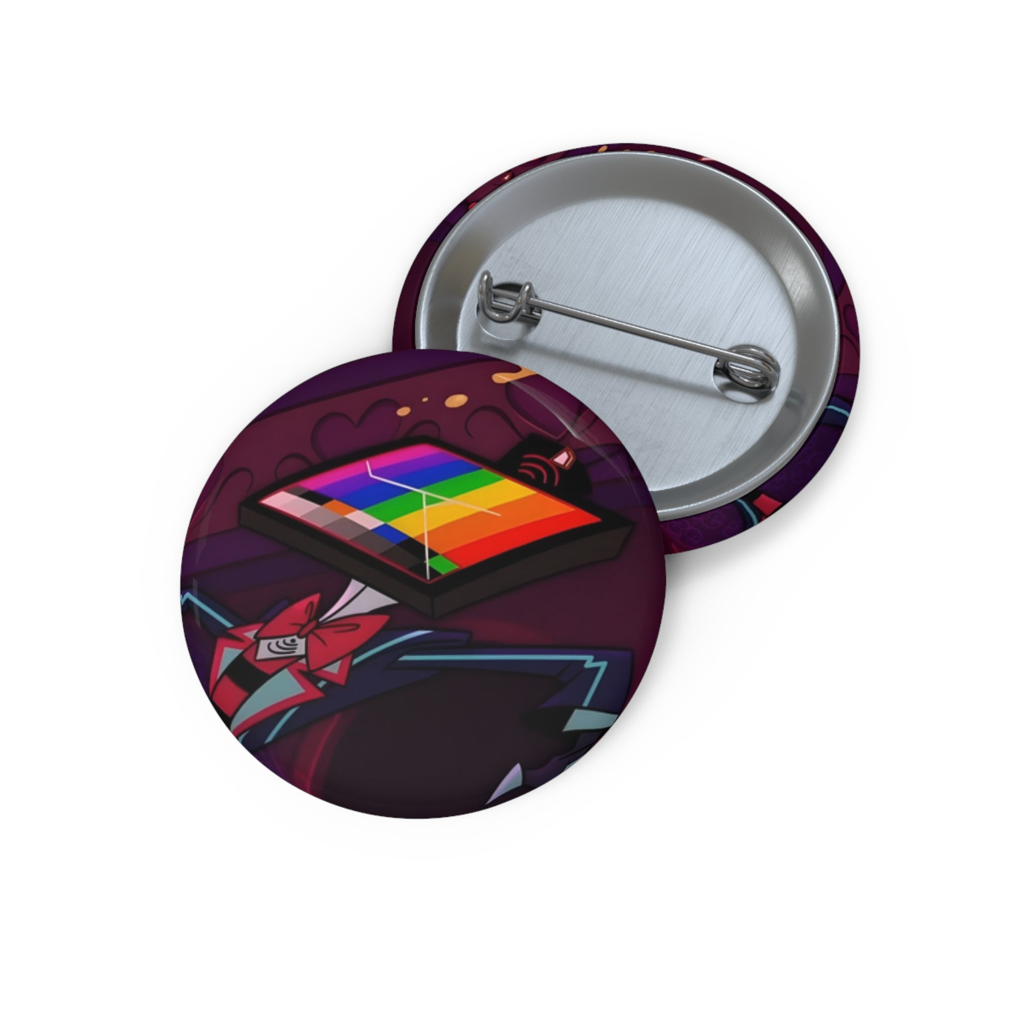 Vox Malfunctioning Hazbin Hotel Retro Rainbow Palette pin button | enamel art pin