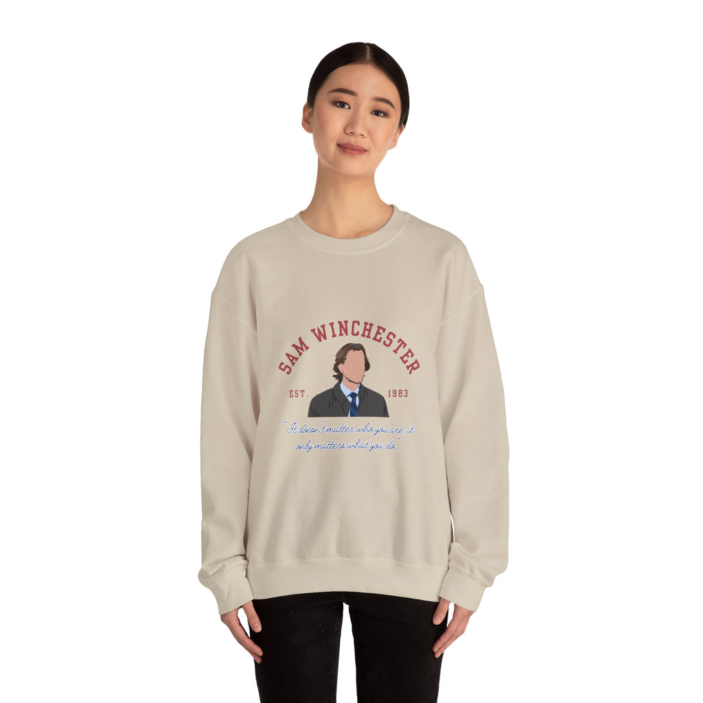 Sam Winchester Supernatural Illustration Crewneck Sweatshirt | TV Character Portrait