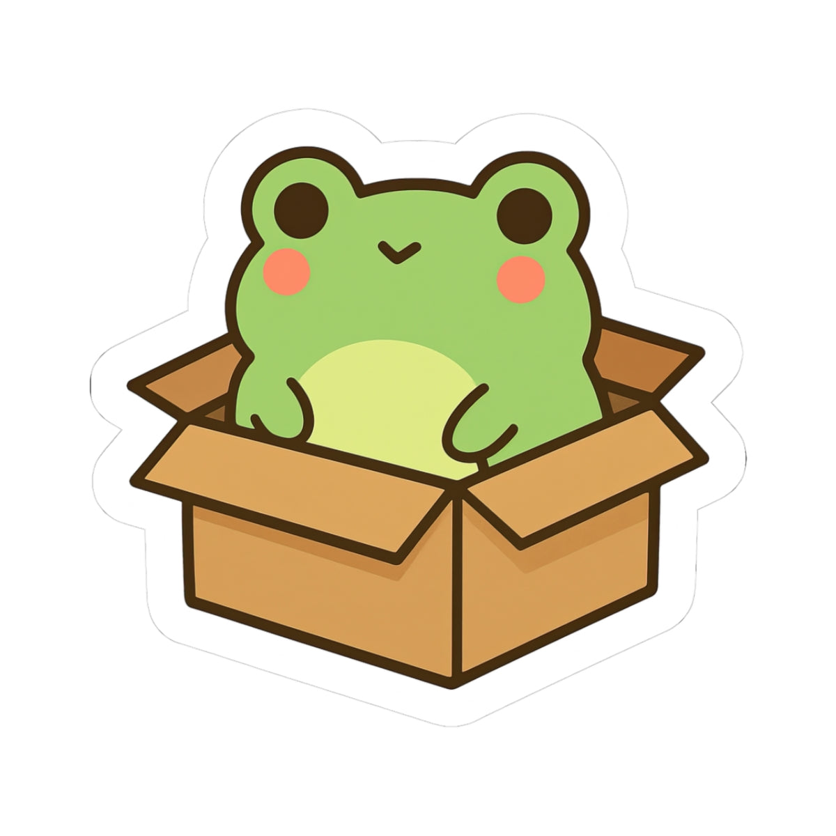 Cute Frog in Box Sticker | Kiss-Cut Vinyl Sticker