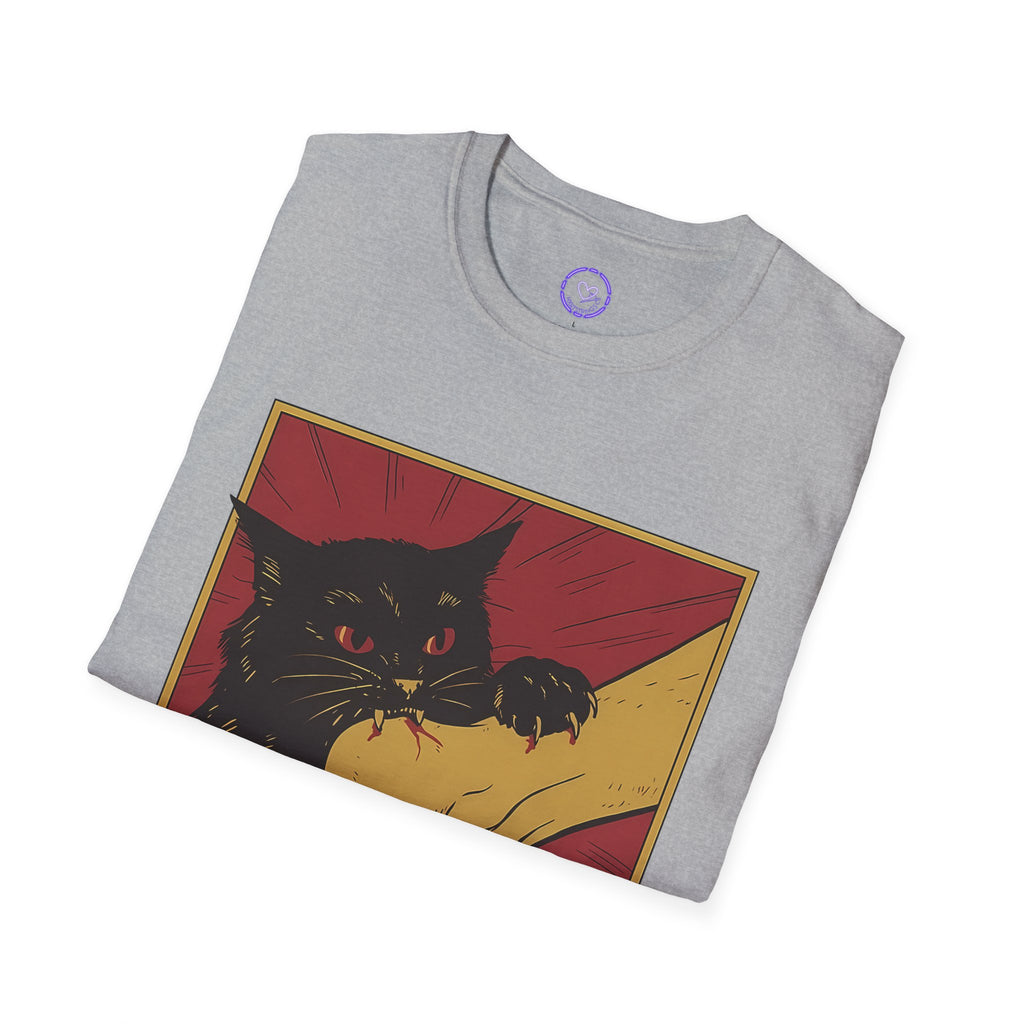 Cat Bite T-Shirt — Black Cat Biting Paw Graphic Tee