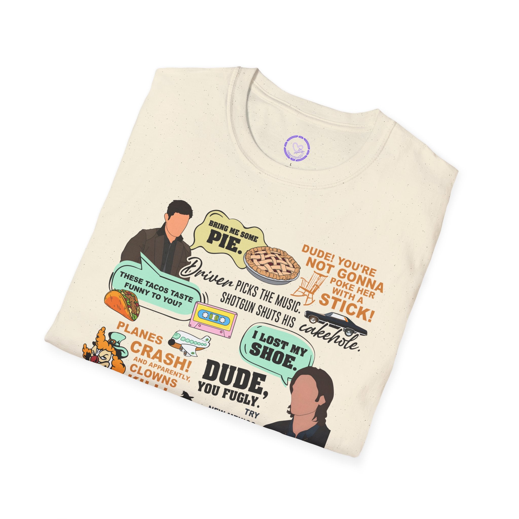 Supernatural Funny Character Quote Collage T-Shirt | Pop Culture Quotes, Character Stickers