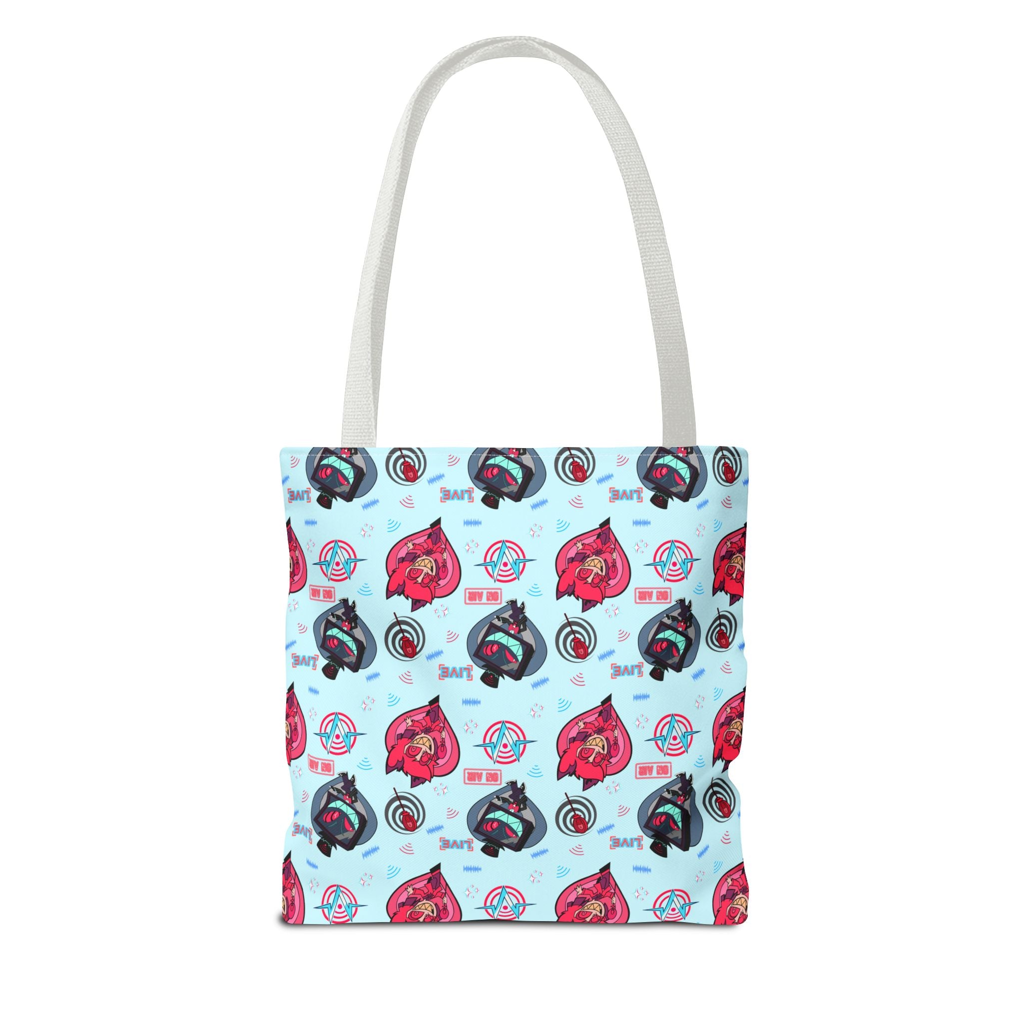 Hazbin Hotel Vox x Alastor Cute Cartoon Fox Pattern Tote Bag | Pastel Animal Face All-Over Print