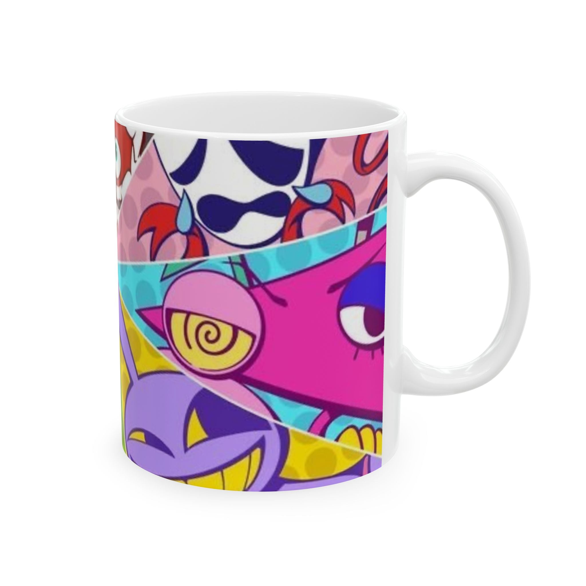 The Amazing Digital Circus Mug Colorful Cartoon Faces Mug | Collage Character Art Ceramic Mug