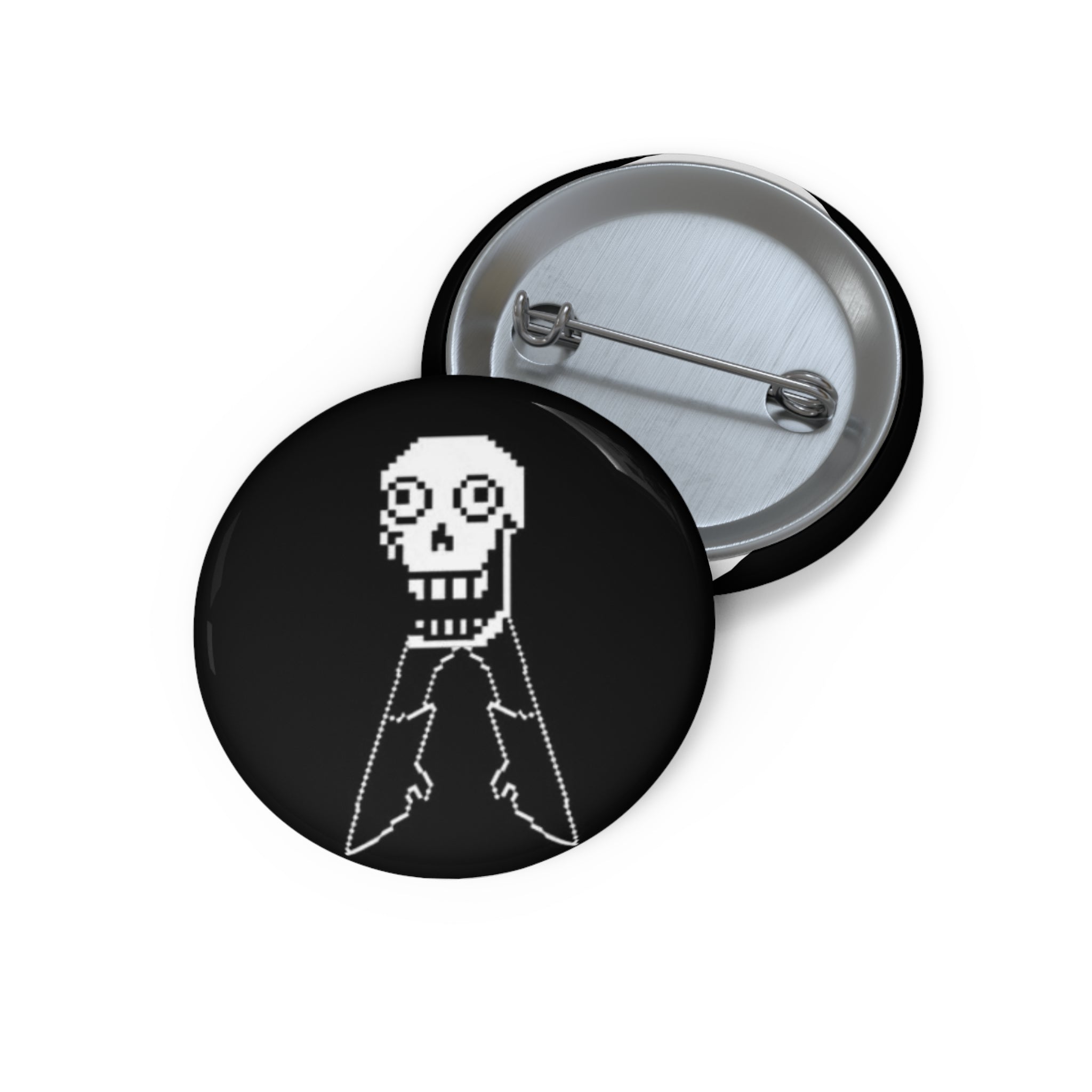 Undertale Funny Papyrus Metaton Pixel Skull Skeleton Pin Button | 1.25in Round Enamel-Style Badge