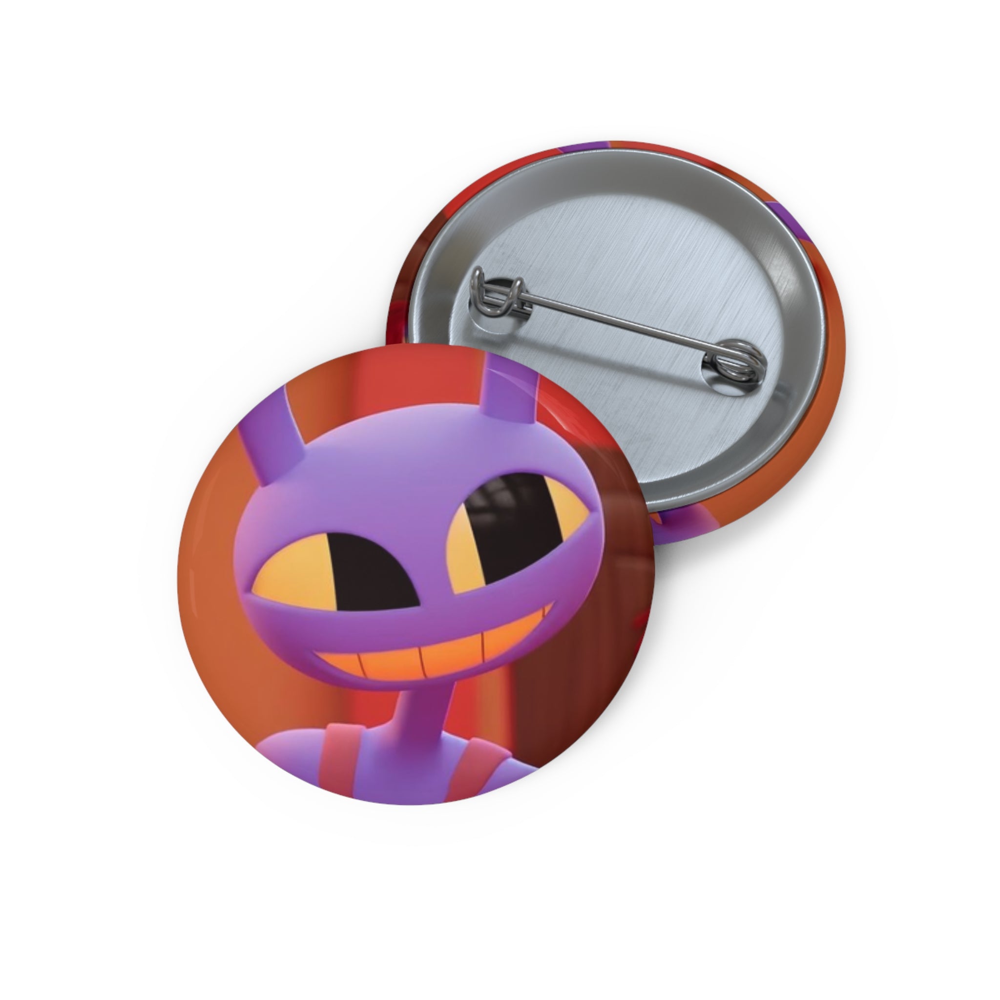 The Amazing Digital Circus Jax Smiling Purple Cat Pin Button | Cute Cartoon Enamel-Style Badge