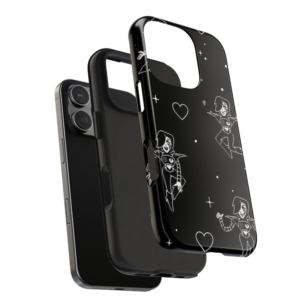 Undertale Metaton Goth Space Girl pattern Phone Case | black heart stars indie aesthetic