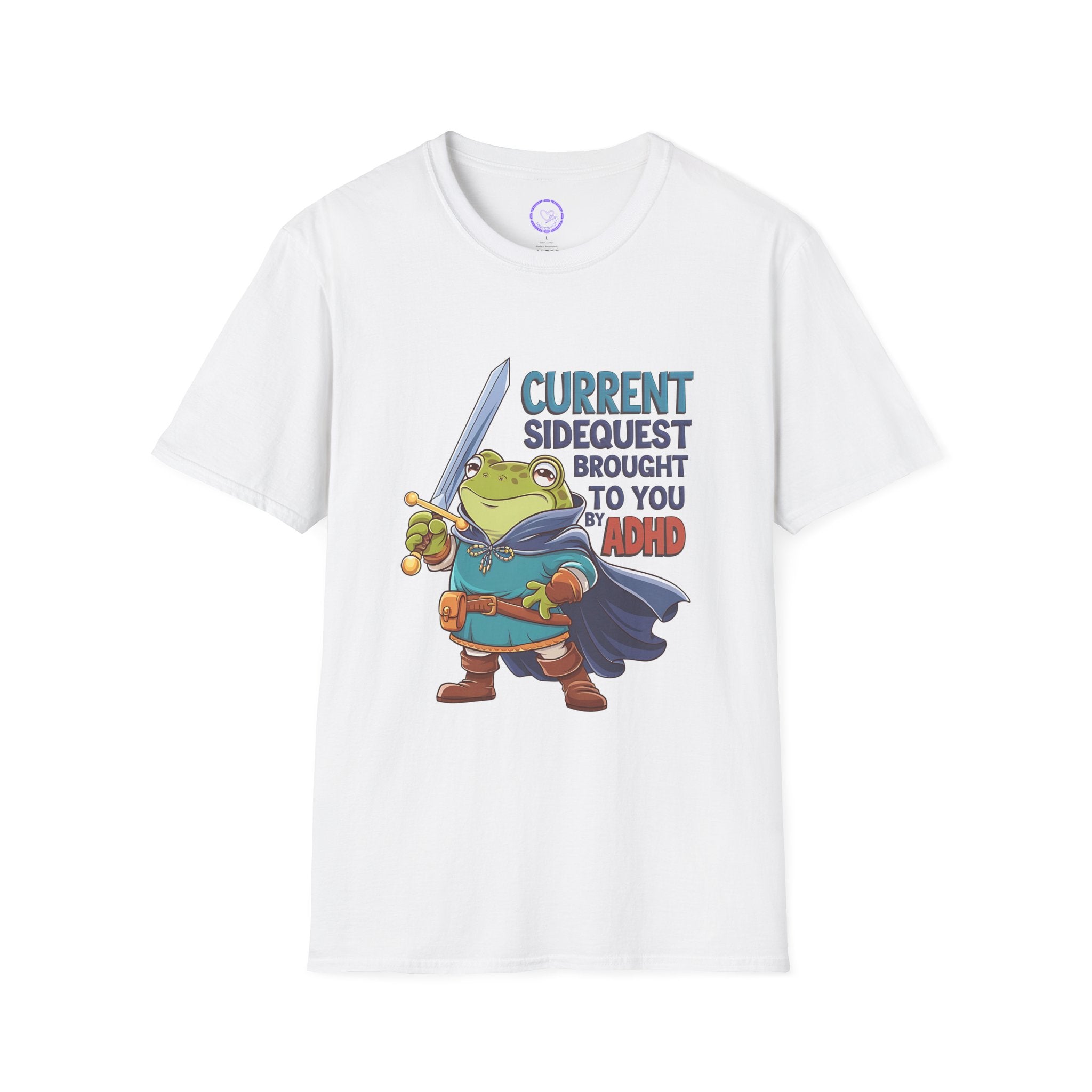 Current Sidequest Brought to You by ADHD T-Shirt | Frog Knight Illustration