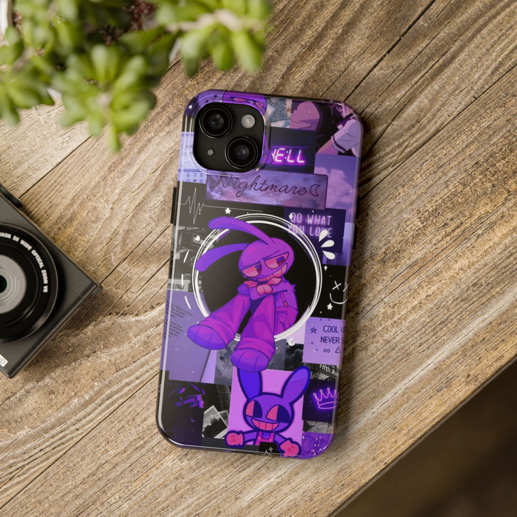 The Amazing Digital Circus Jax Purple Cartoon Bunny Collage Phone Case | Tough Phone Case