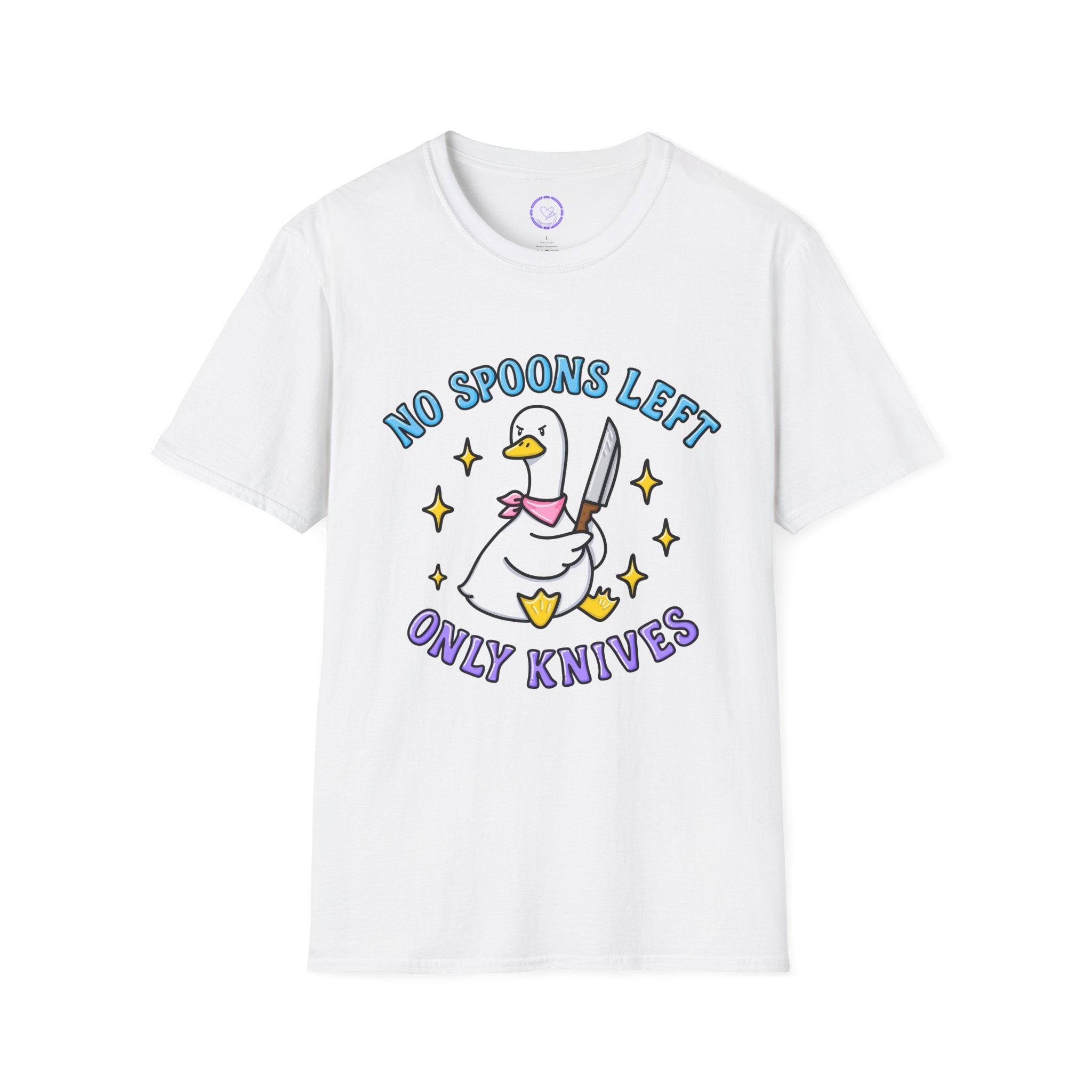 No Spoons Left Only Knives T-Shirt | Goose Cartoon Illustration
