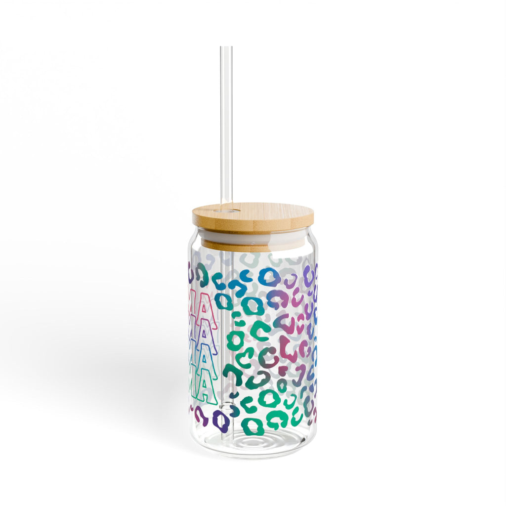 Mama Rainbow Leopard Sipper Glass