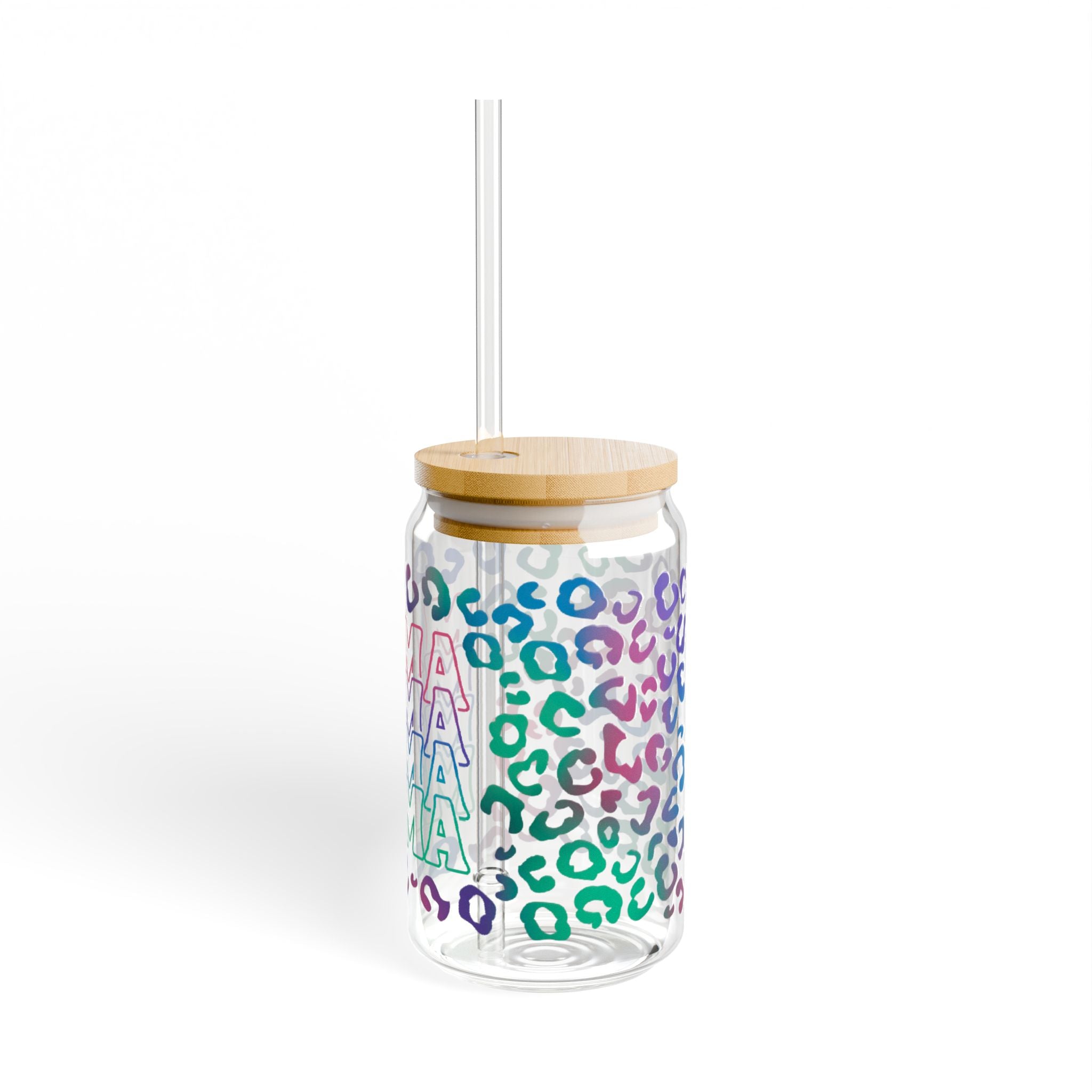 Mama Rainbow Leopard Sipper Glass