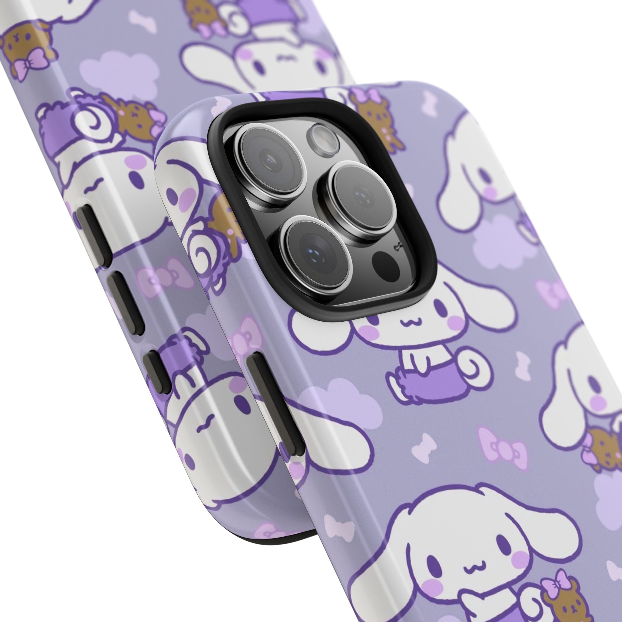 Kawaii Cinnamoroll Pattern Phone Case | Purple Cute Cartoon Puppy