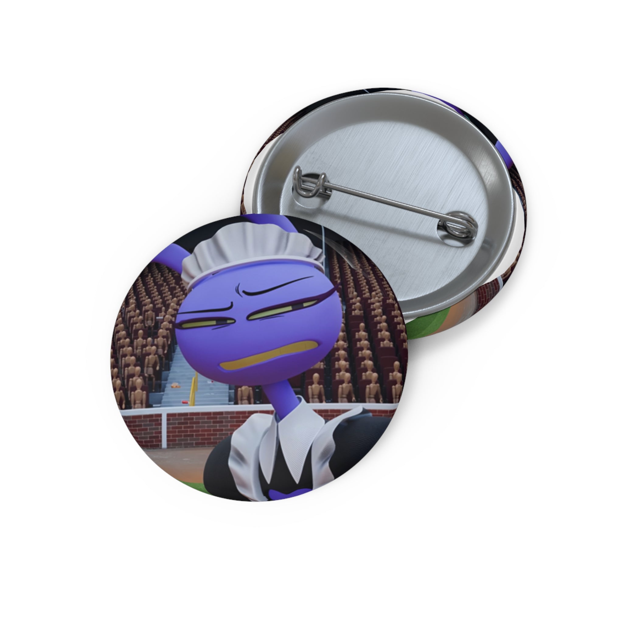 The Amazing Digital Circus Jax Maid Skeptical Purple Chef Face Pin Buttons | 1.25" Round Button